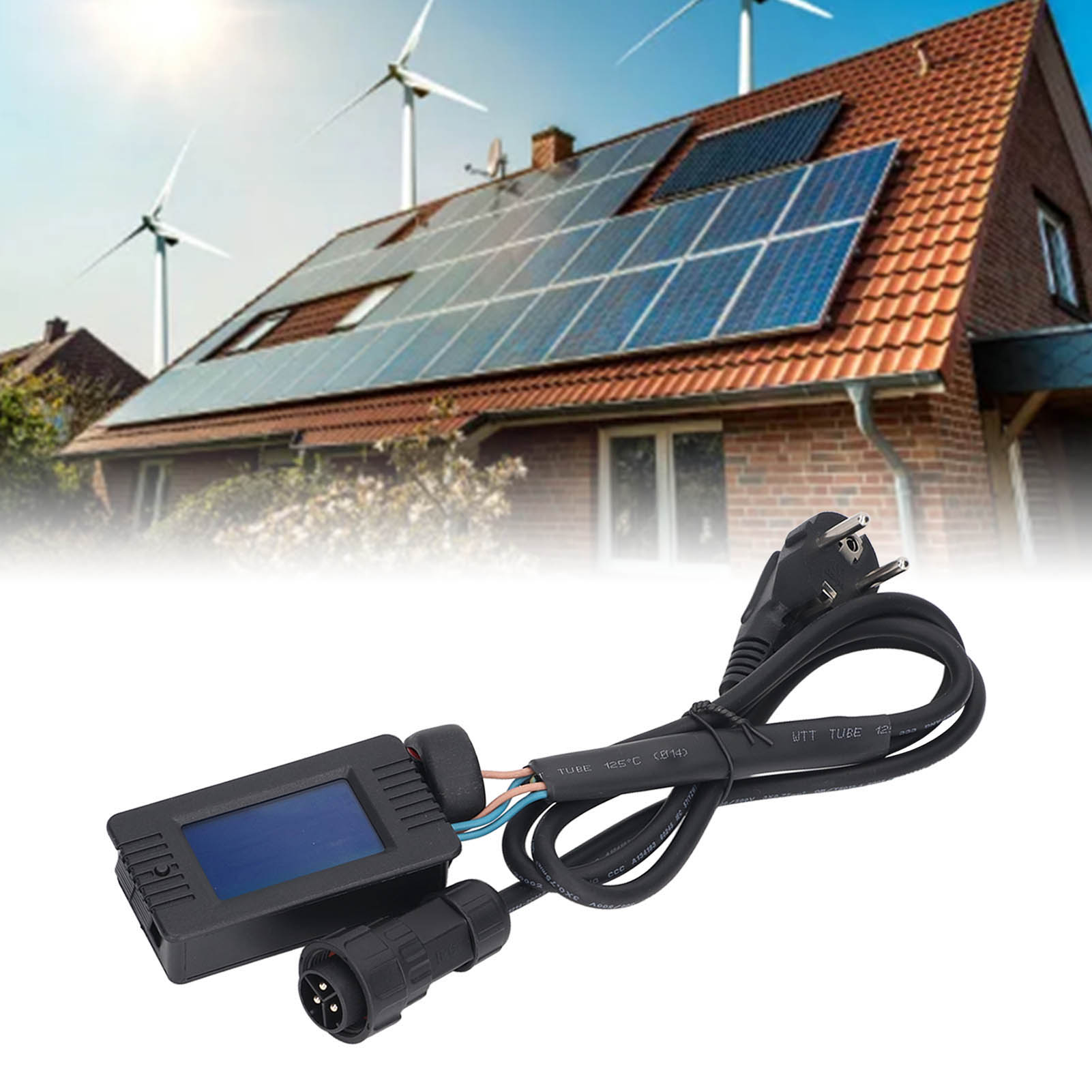 Anschlusskabel Für Netzgekoppelten Solarwechselrichter Mit Digitalem Ac-led-multifunktionsmessgerät, Anschlusskabel Nach Europäischem Standard, Europäischer Standard 80-260v.