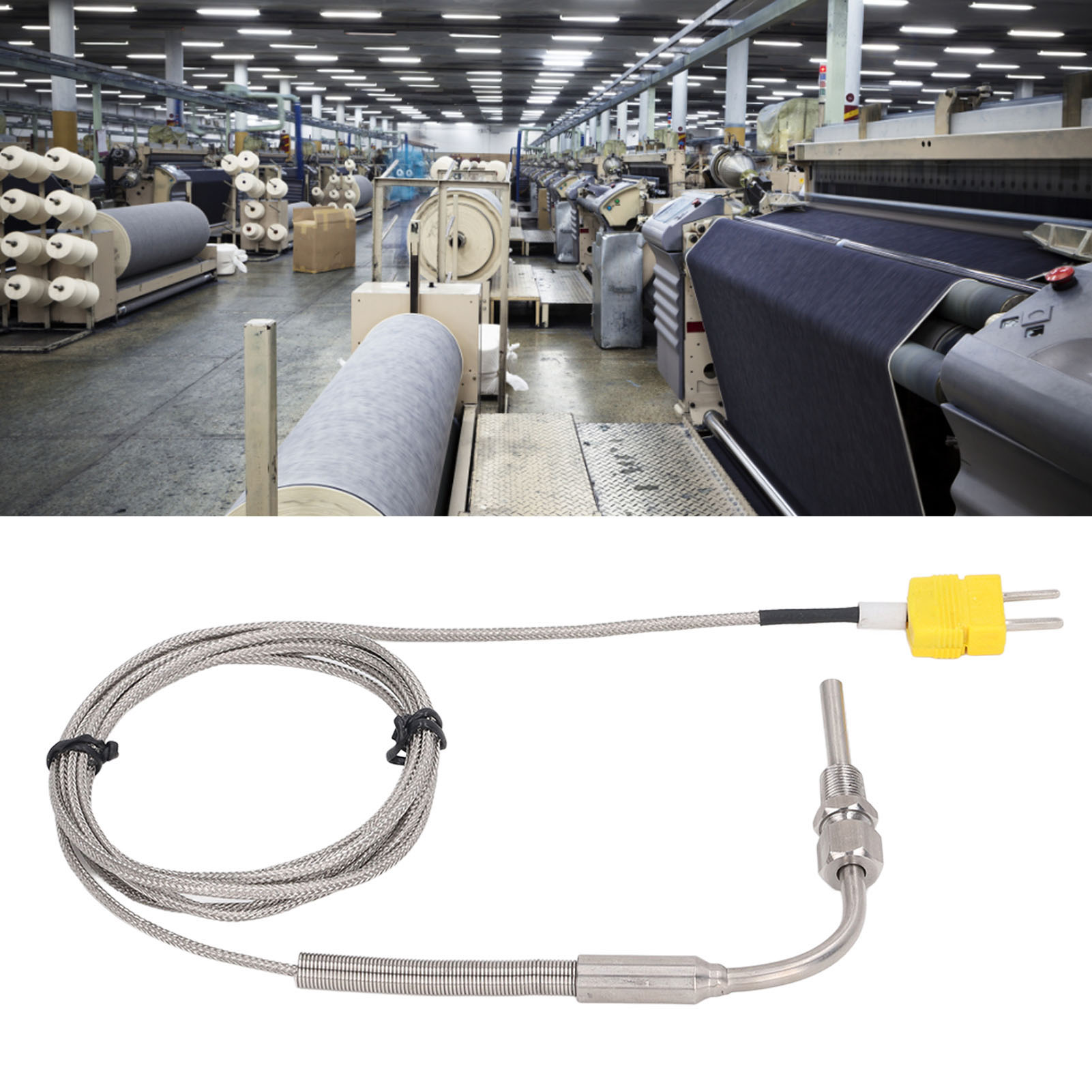 Thermoelement-temperatursensor Typ K Mit Offenem Winkel, Stecker Und Verstellbarem Kopf 5 X 80 Mm Pt 1/8 Zoll X 2 M