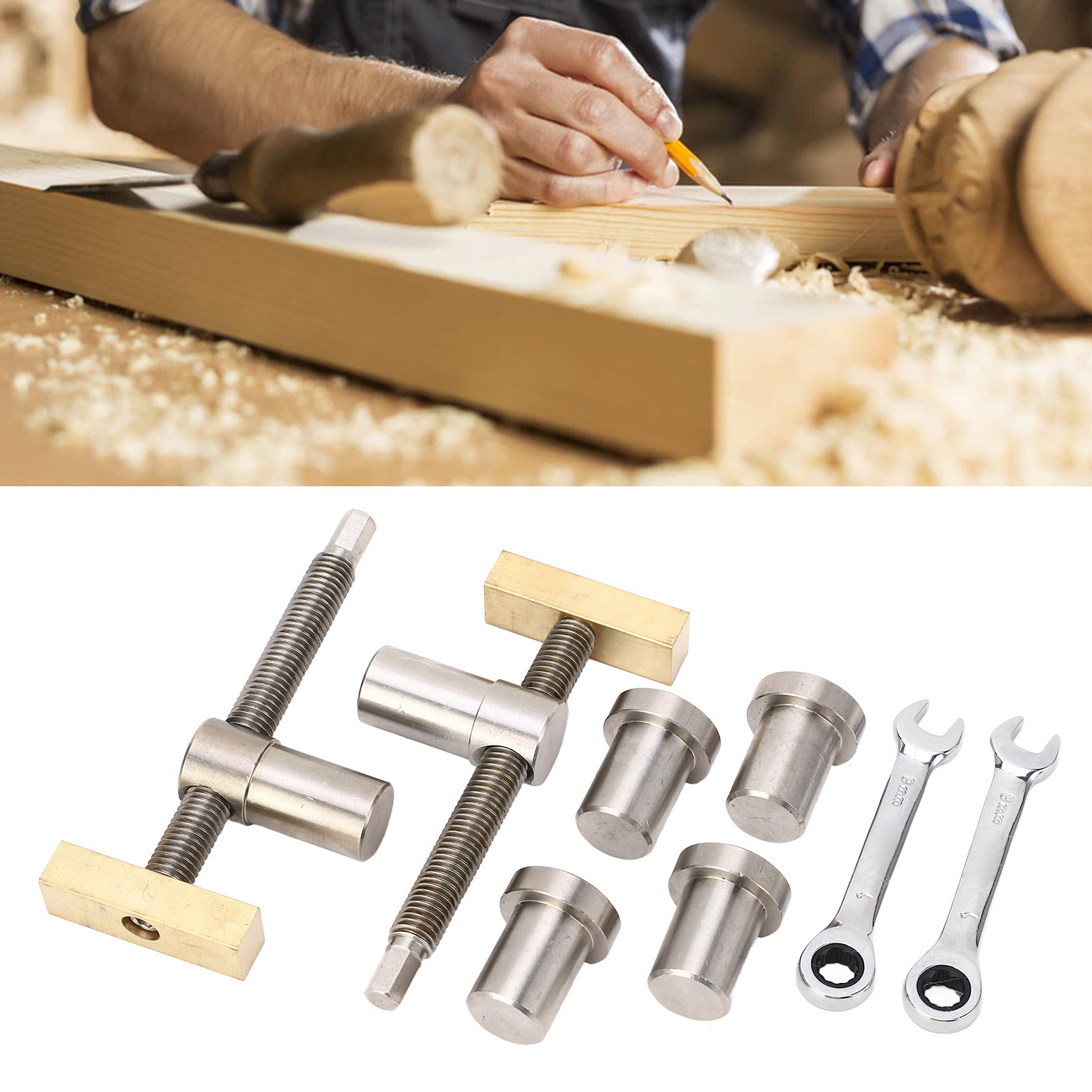 Tischschraubstock Für Die Holzbearbeitung, Mit Verriegelungs- Und Klemmteilen, 20 Mm Stahl (originalfarbe).
