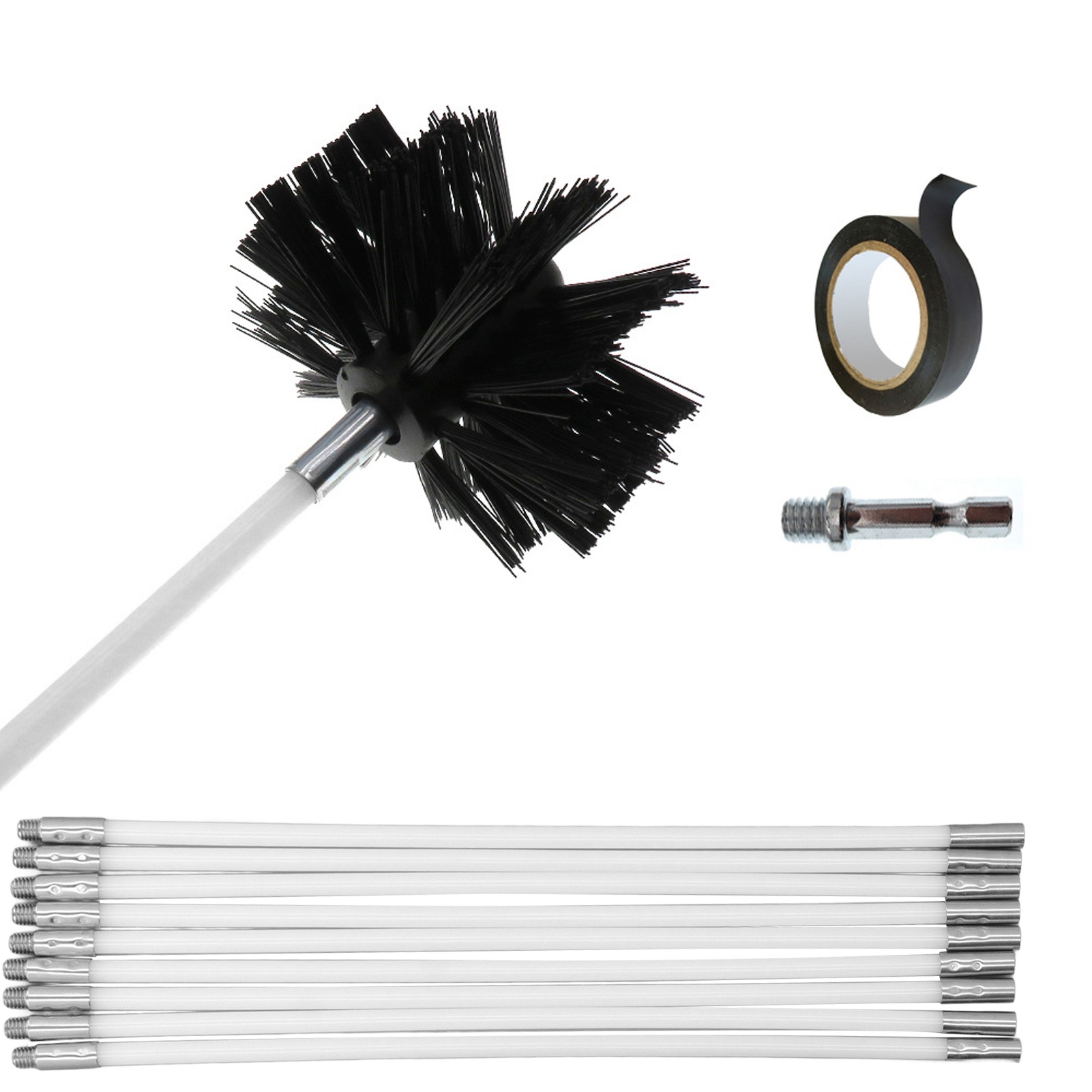 12-teiliges Set: Schlauchbürste Für Bohrmaschinen, 40 Cm Trocknerentlüftungsbürste, Elektrische Kaminreinigungsbürste