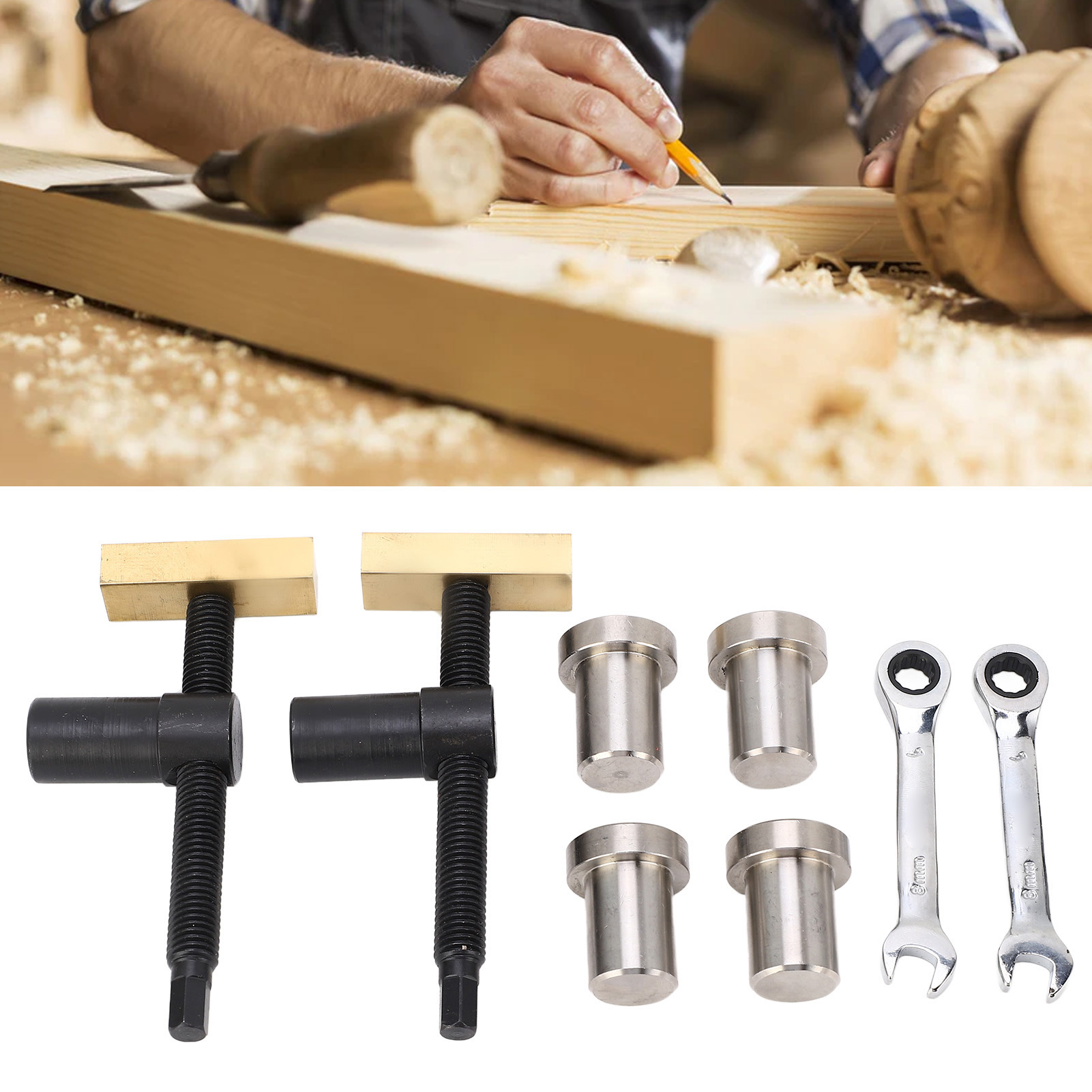 Tischschraubstock-set Für Die Holzbearbeitung, Haltevorrichtung Für Zapfenverbindungen, Verriegelungs- Und Befestigungszubehör, Schwarz 20 Mm.