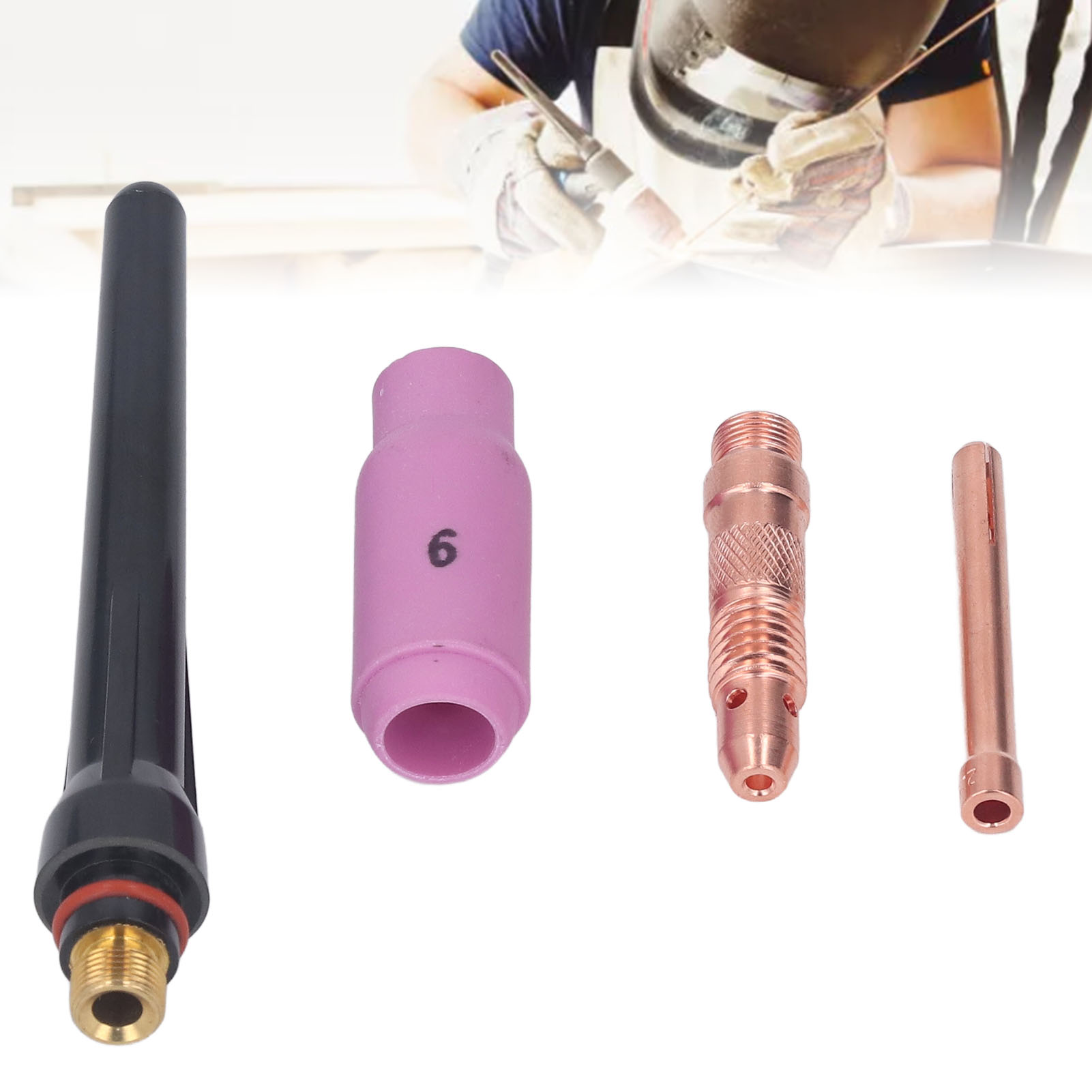 4-teiliges Wig-schweißbrenner-zubehörset Mit Pyrex-keramikdüsen Und Elektrodenklemmen, Geeignet Für Wp-17/18/26 Und Weiteres Zubehör.