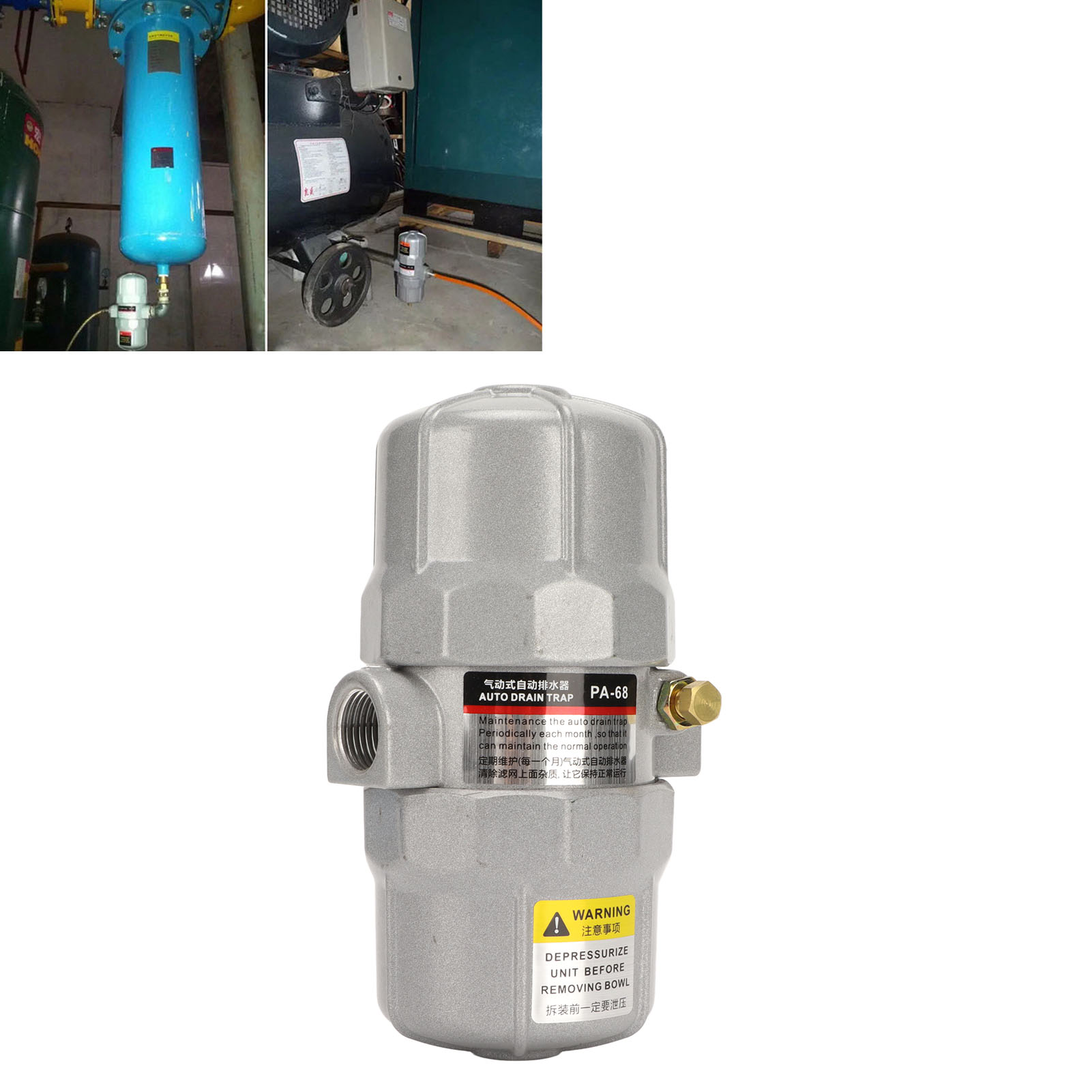 Pa-68 Universelles Automatisches Ablassventil, Verstopfungsfreies Pneumatisches Ablassventil Für Luftkompressoren Und Druckluftbehälter, Hochleistungs-ablassventil, 1/2"-npt-anschluss
