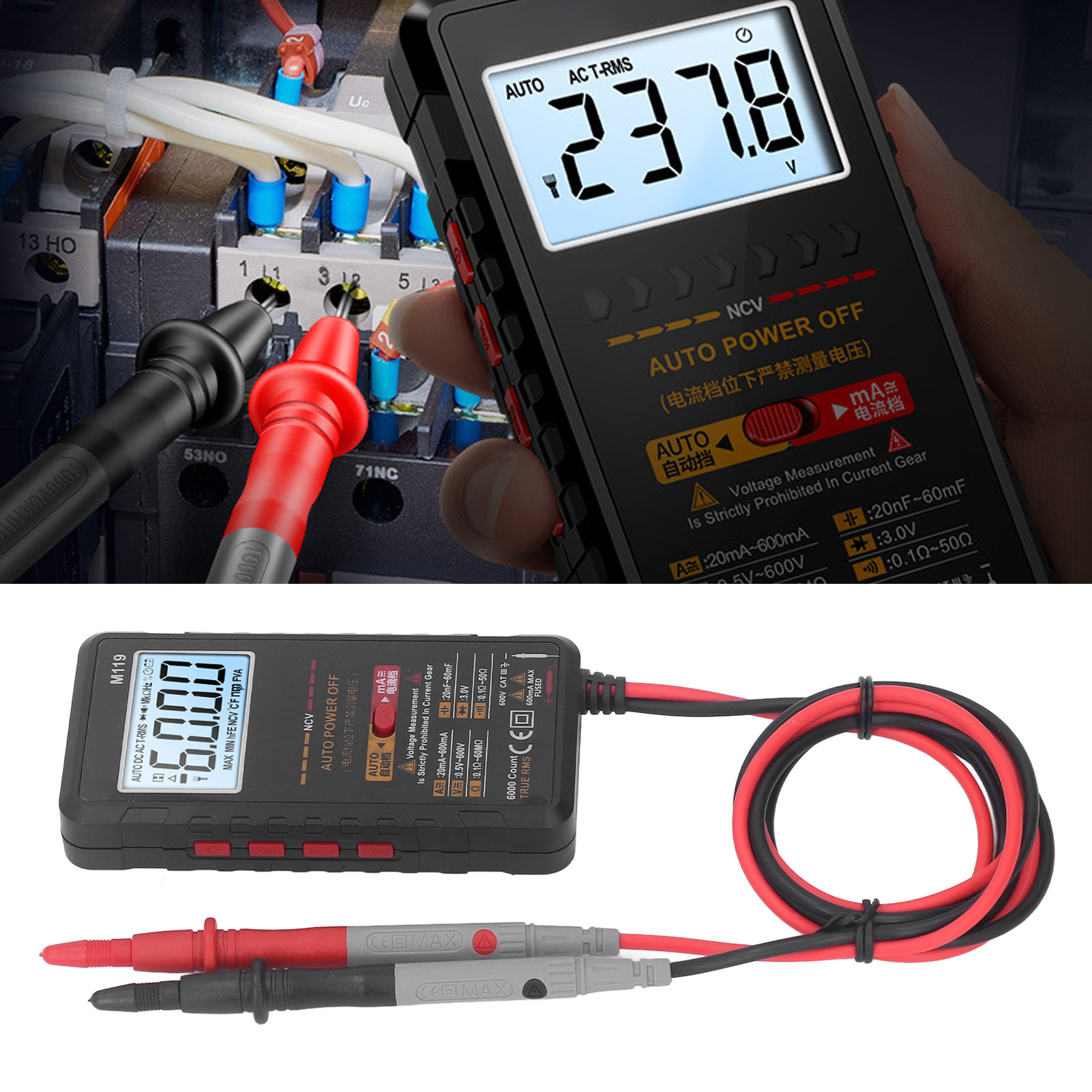 Aneng M119 Miniatur-digitalmultimeter, Hochpräzises, Intelligentes Multimeter Mit Verbrühungsschutz