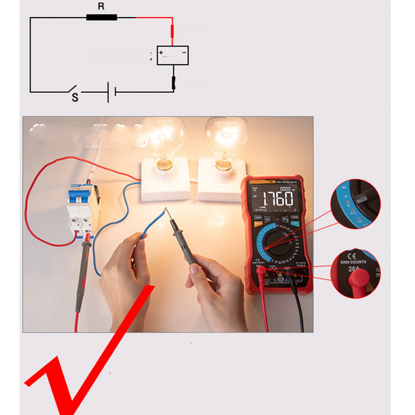 Hochpräzises Digitales Multimeter, Kleines Heimmultimeter, Tragbares Voltmeter Und Amperemeter, Multifunktionsinstrument, Rotes Gehäuse (batterie Nicht Enthalten)