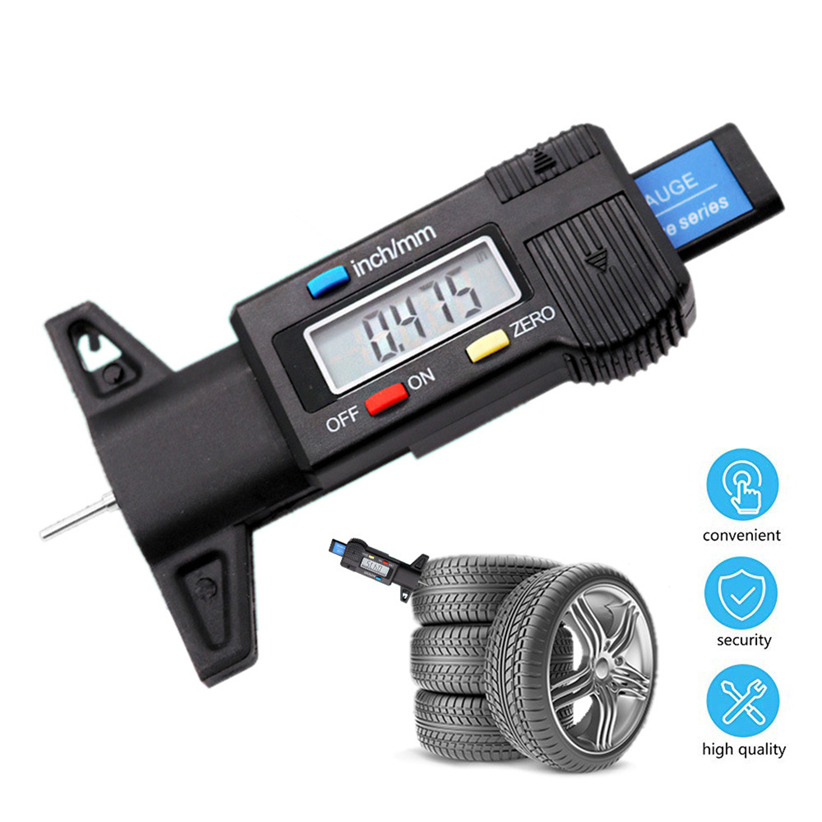 Digitales Elektronisches Reifenprofiltiefenmessgerät, Tiefenmesser 0-25,4 Mm.