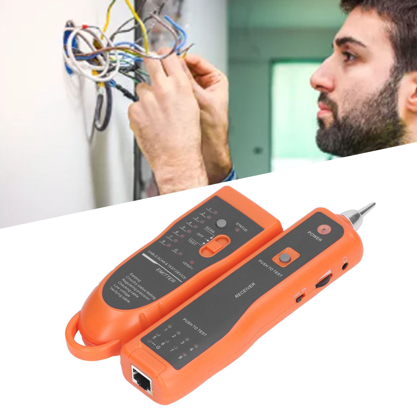 Xq-350 Kabeltester (rj45/rj11) - Multifunktionales Kabelsuchgerät Für Ethernet-, Lan- Und Cat5/cat6-netzwerke, Mit Headset Für Kabelmanagement, Netzwerkwartung Und Telefonleitungstests.