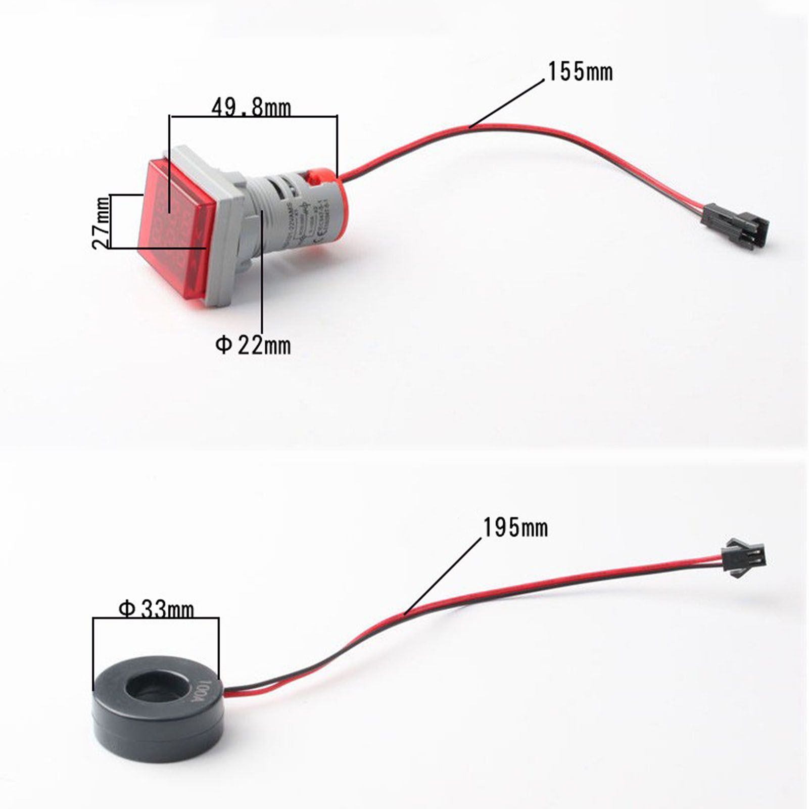 Ad16-22vams Kompaktes 22-mm-quadrat-voltmeter/amperemeter Mit Dualer Digitalanzeige Und Led-hintergrundbeleuchtung