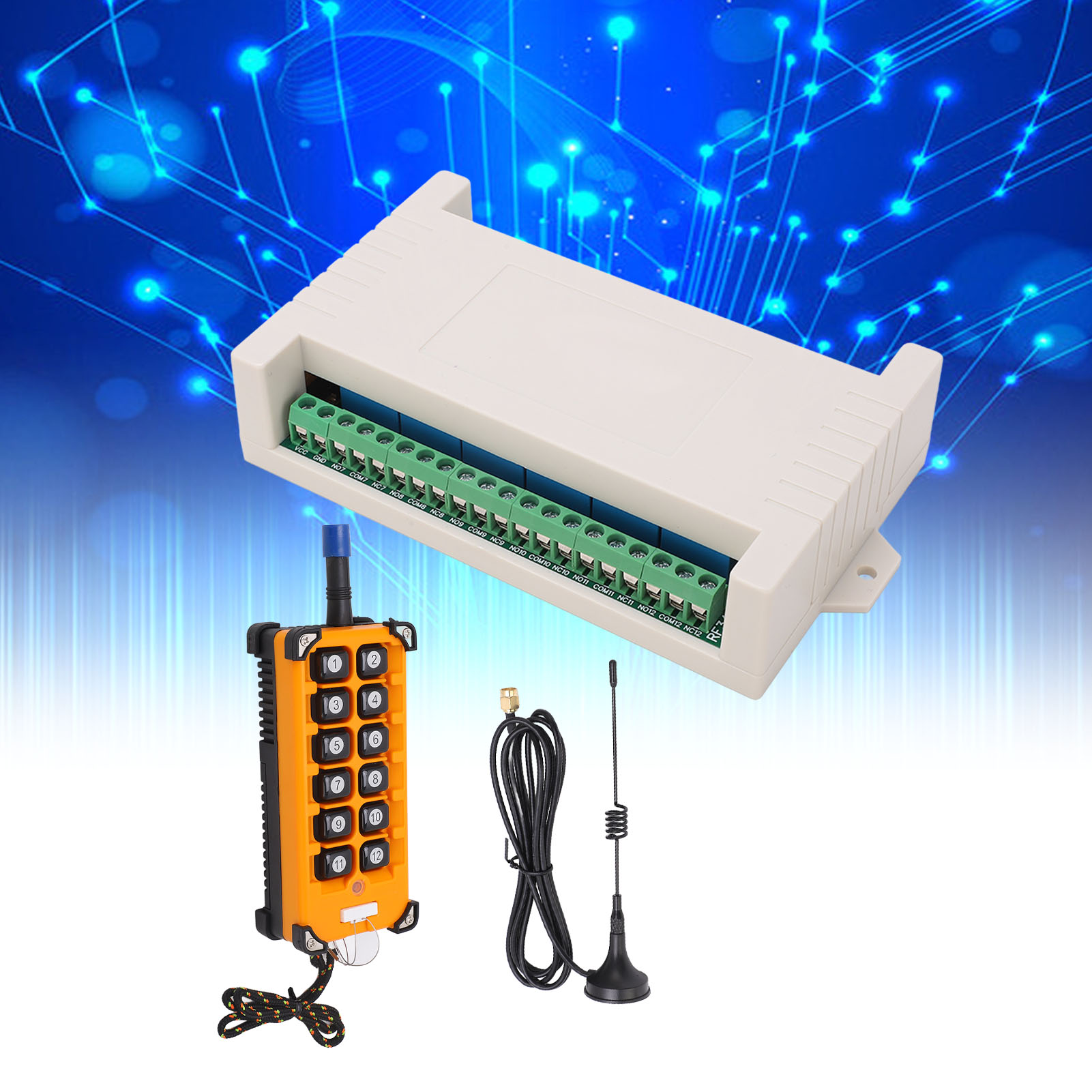 Industrielle Fernbedienung Mit 12 Tasten Und Rolling Code, 433 Mhz, 20 Dbm, Fsk + Rf34c12+rc44b12+tb450dc12v Funksteuerungs-relais-kit