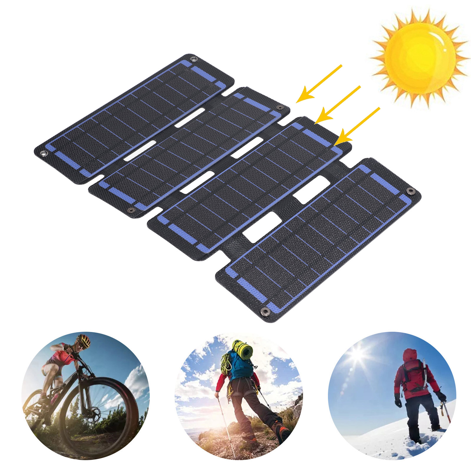 14-w-falt-solarladegerät Mit Vier Etfe-panels, 5 V, 0–2,5 A, Zwei Usb-ausgänge, Blau
