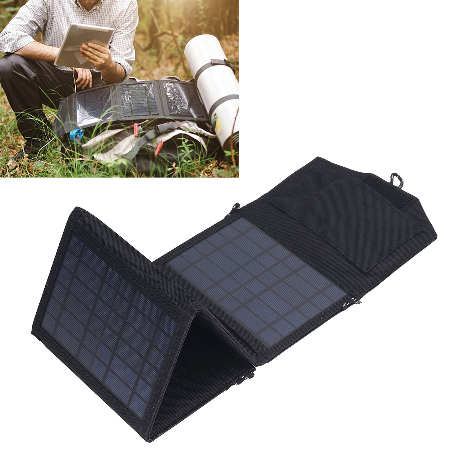 Tragbares, Faltbares 14-w-solarladegerät Mit Vier Paneelen, Inklusive Stofftasche, 5 V 0–2 A, Zwei Usb-ausgänge