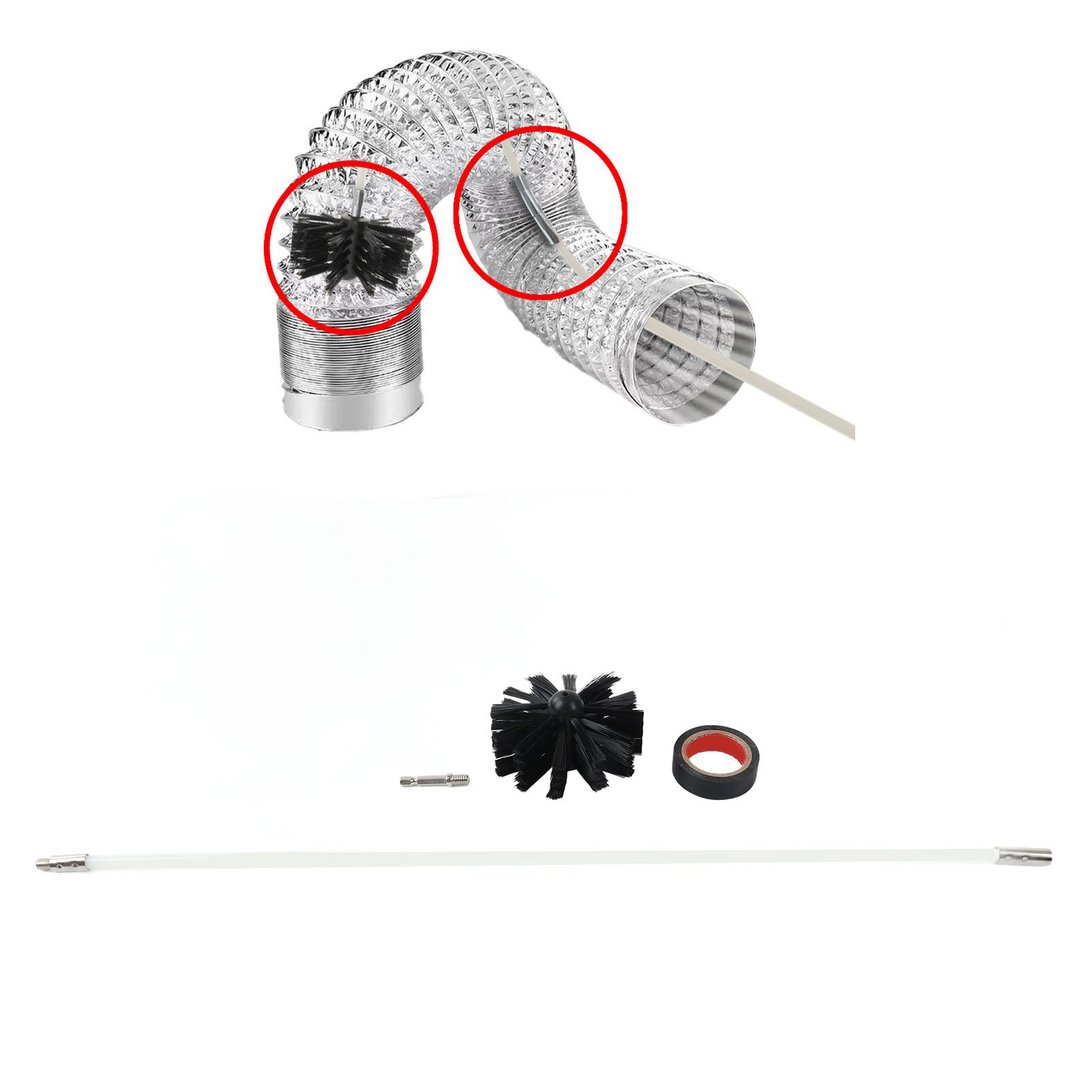 9-teiliges Set: Schlauchbürste Für Bohrmaschinen, 60 Cm Lange Trocknerentlüftungsbürste, Elektrische Kaminreinigungsbürste