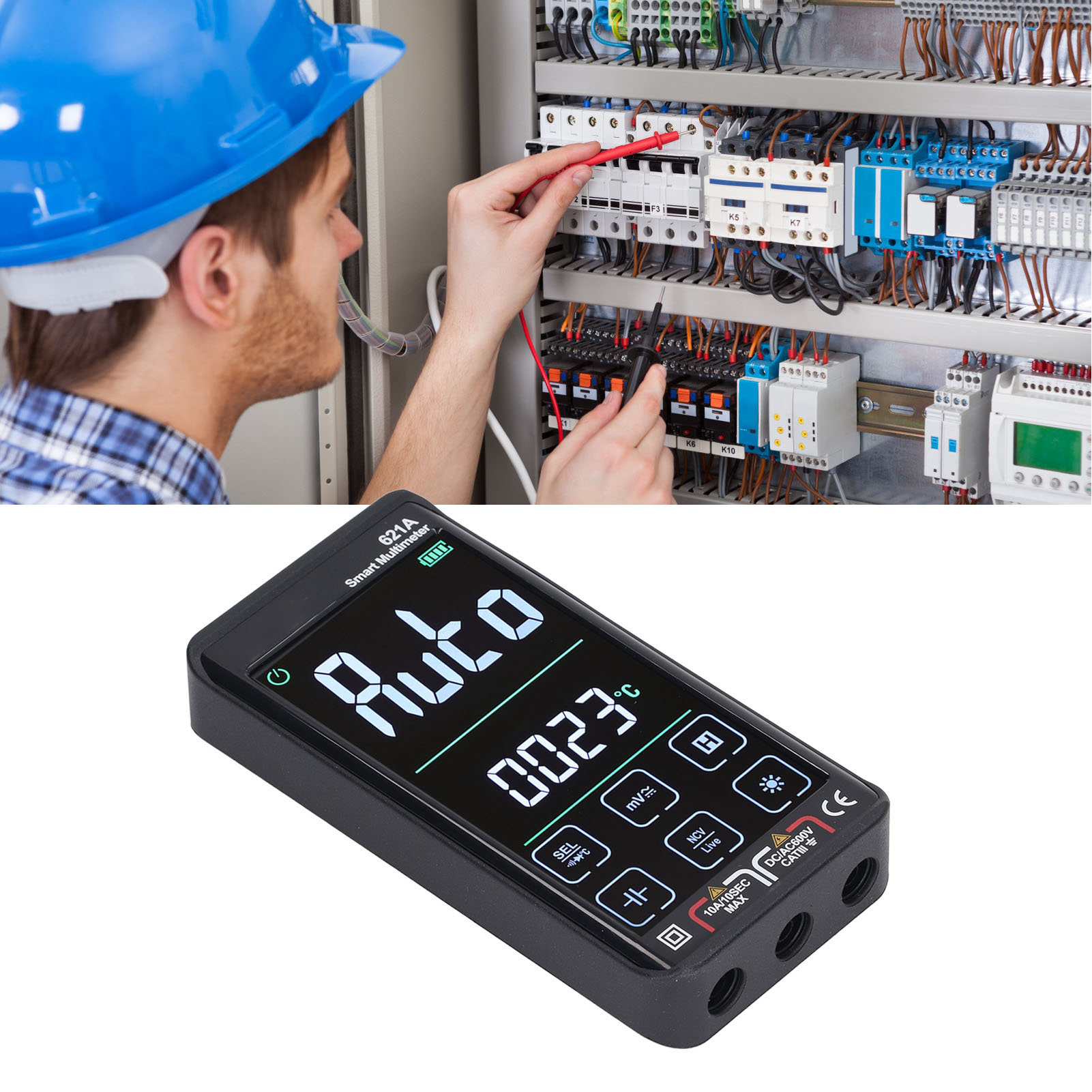 Aneng 621a Wiederaufladbares Smart-multimeter, Großes Display, Hohe Präzision, Vollautomatisch, Hitzebeständig, Schwarz