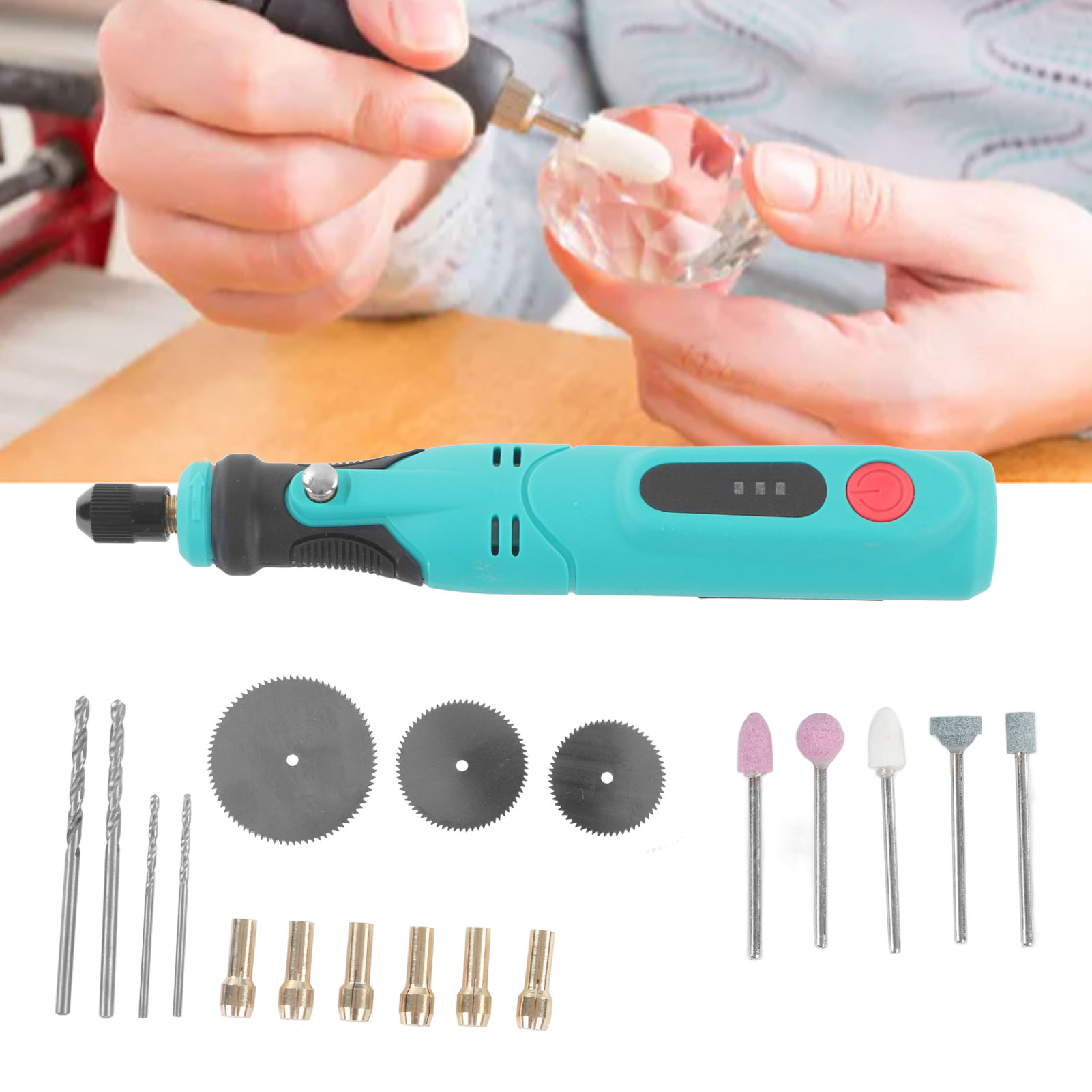 Elektrischer Mini-winkelschleifer, Usb-aufladbar, 3 Einstellbare Geschwindigkeiten, Für Heimwerkerarbeiten: Streichen, Schneiden, Bohren Und Mikroschleifen.