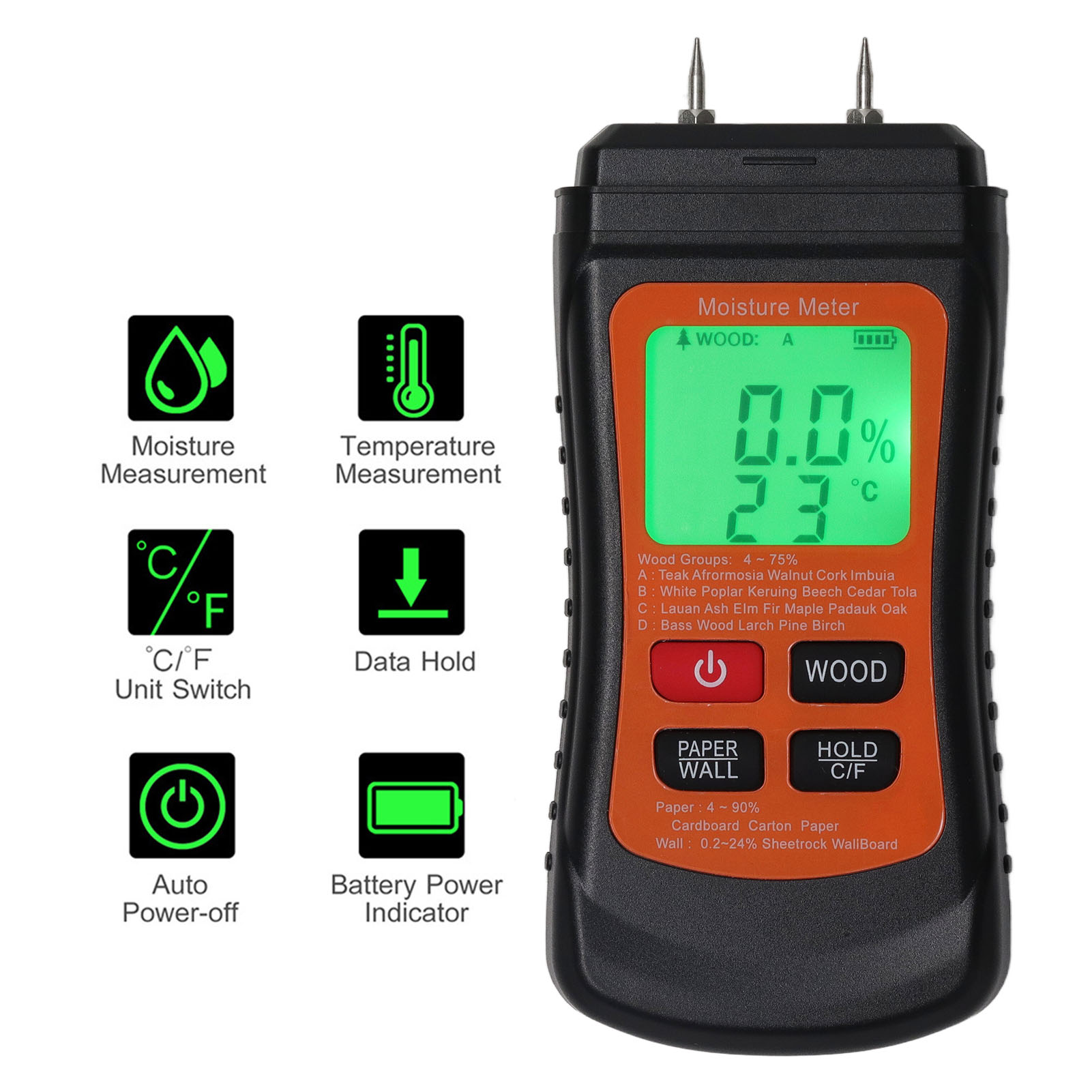 Tragbares Digitales Lcd-feuchtigkeitsmessgerät Zn-mt02, Stiftmessgerät, Für Holz, Wände Und Kartons. Geeignet Für Die Papier-, Holz- Und Baustoffindustrie.