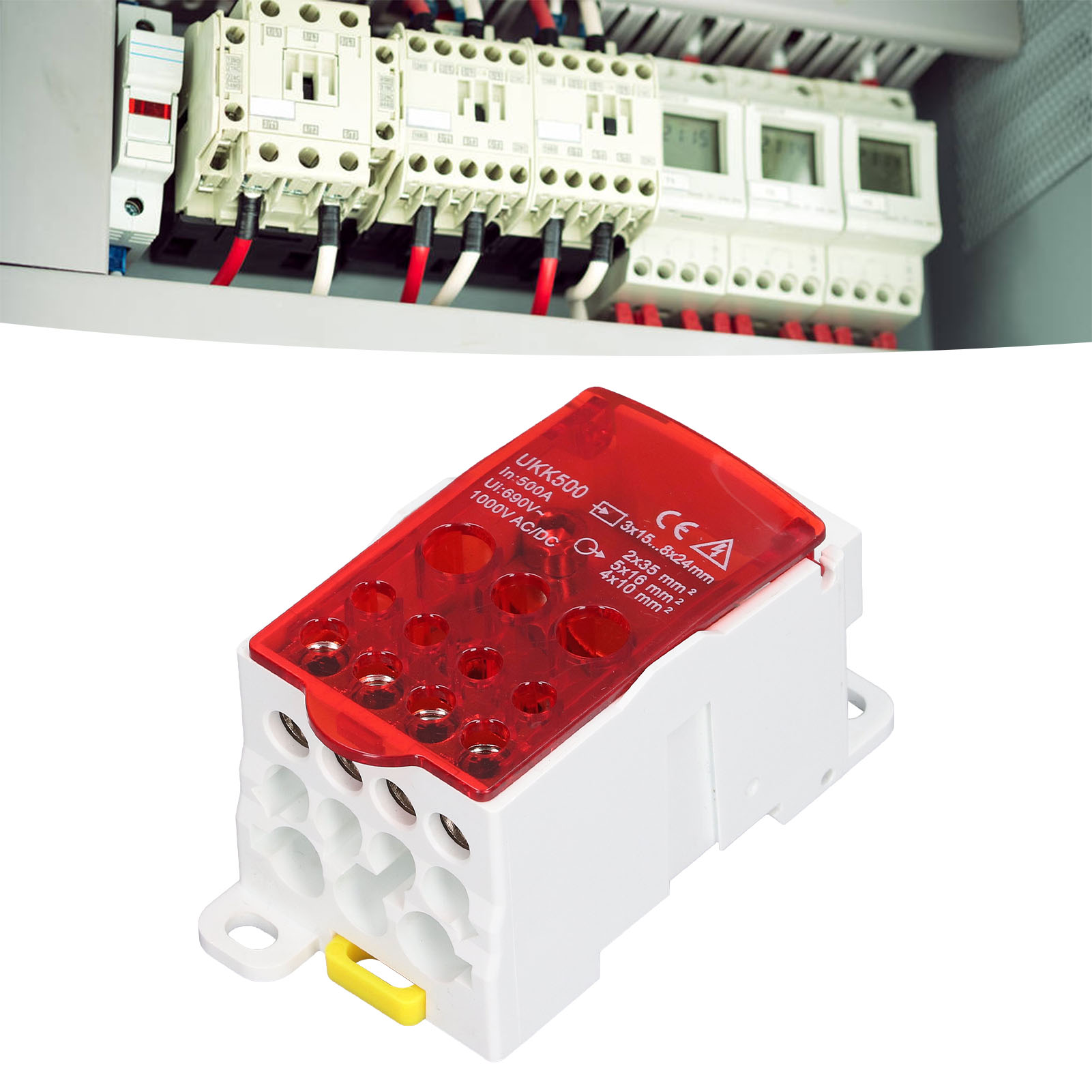 Ukk500 C45 Einpolige Schienenanschlussdose, Verbindbarer Abzweigschalter, 690 V 500 A, Rot