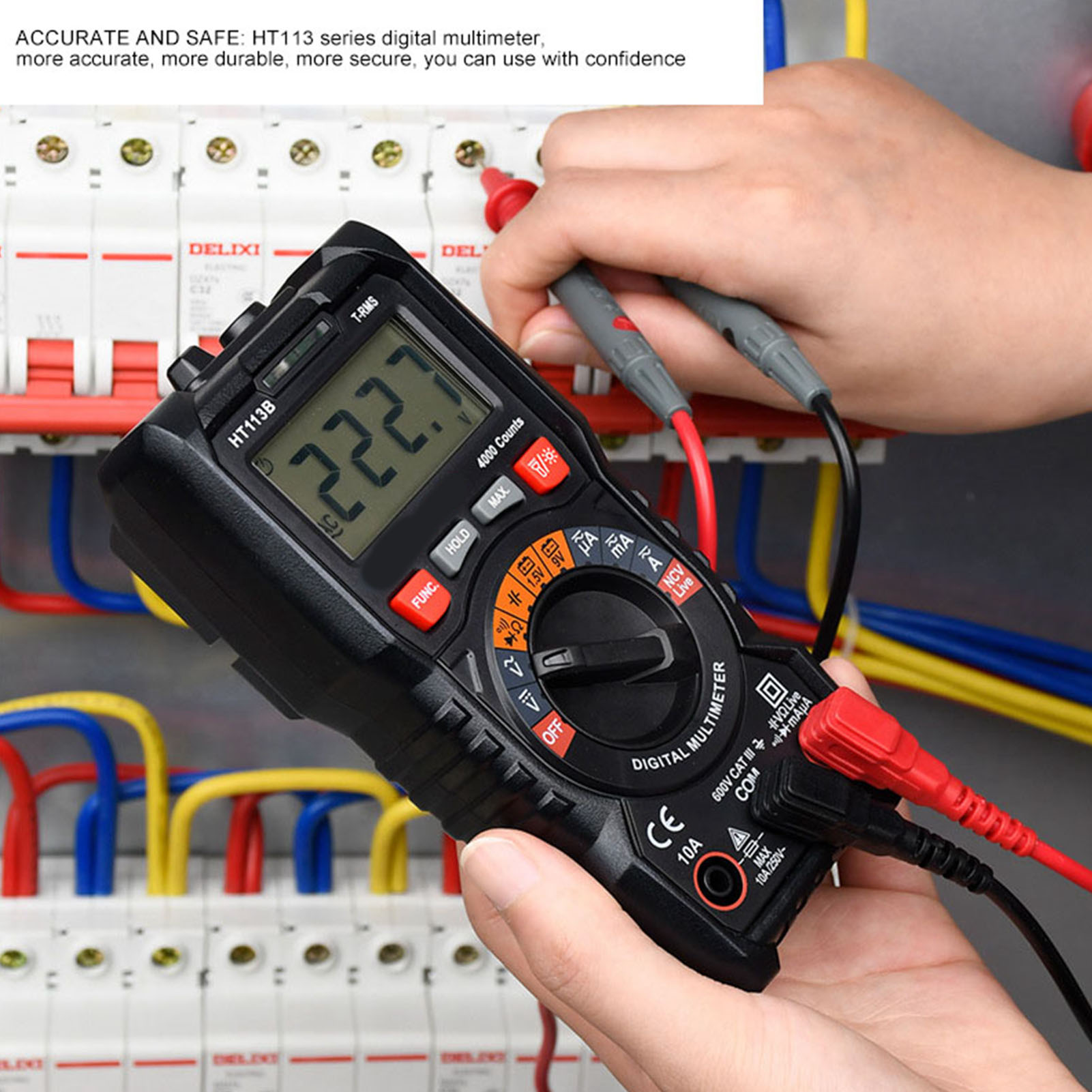 Ht113b Digitalmultimeter, Hochpräzises Intelligentes Multimeter Mit Automatischer Bereichswahl, Multifunktionales Instrument, Tragbar Ht113b