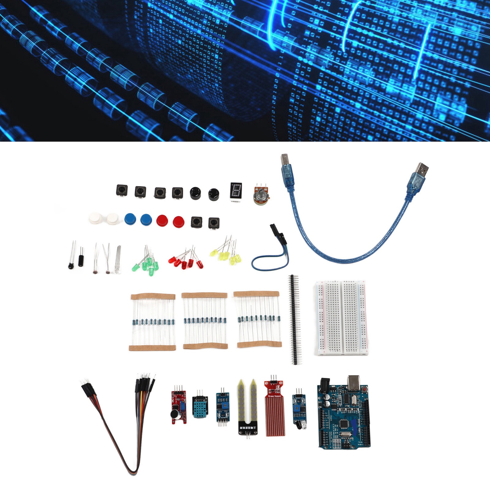 Kompatibel Mit Dem Neuen Uno R3 400-loch-kit Inklusive Schalter, Kondensator, Sensor, Hindernisvermeidungsmodul Und Led.