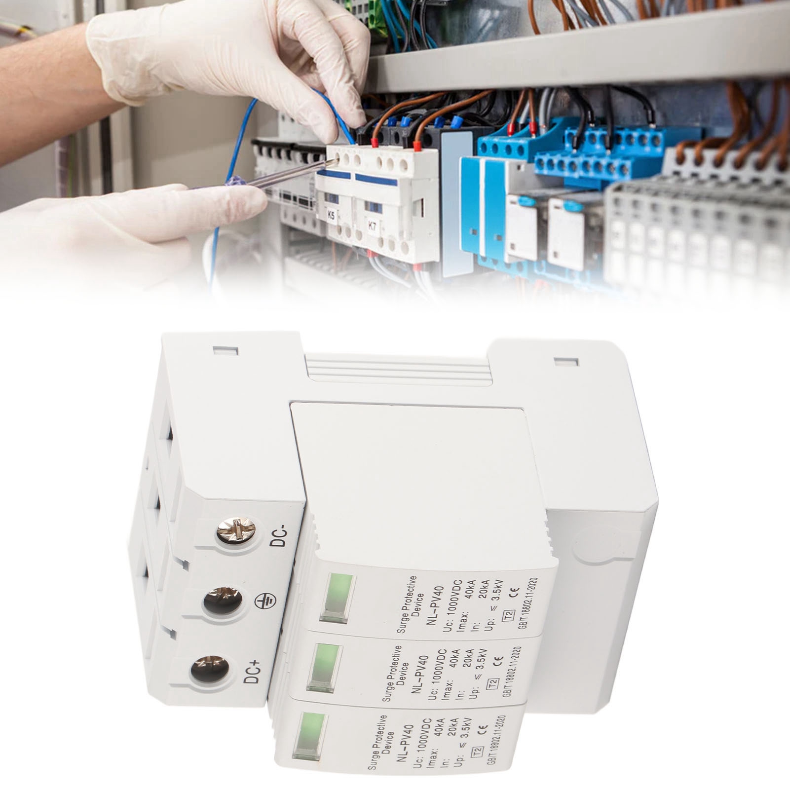 Dc-photovoltaik-überspannungsschutz Nl-pv40 1000 V 20-40 Ka/3p