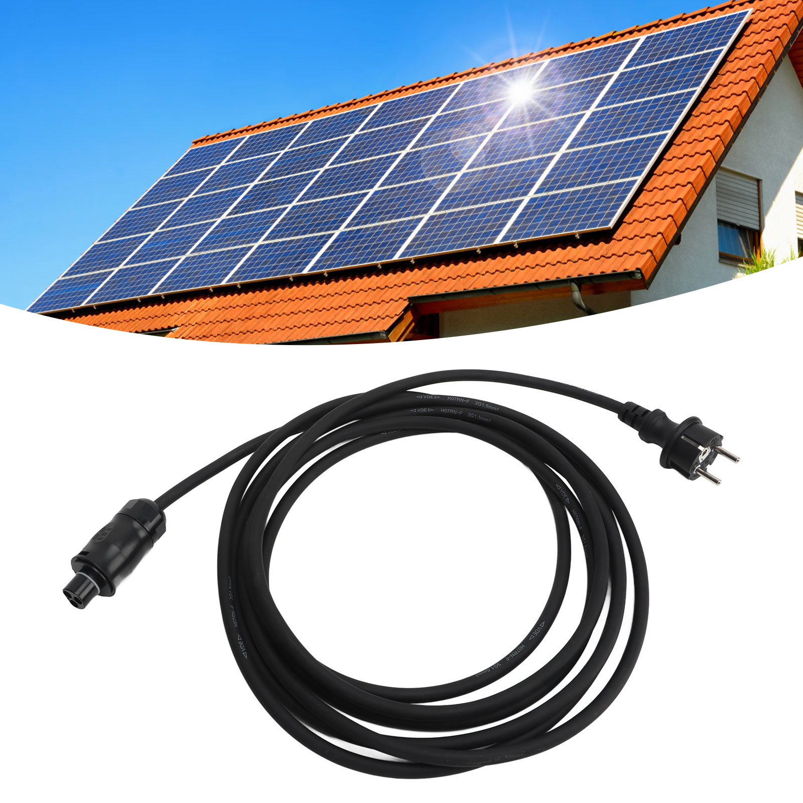5 M Langes Netzkabel Gemäß Europäischen Normen, 230-v-wechselrichterkabel Für Den Wechselstromanschluss Eines Schuko-steckers Für Mikro-wechselrichter.