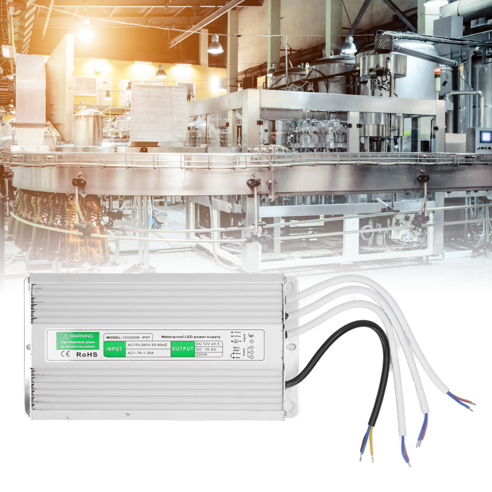 Led-treiber, Led-netzteil Mit Schutzart Ip67 (wasserdicht), Led-transformator, Niederspannungstransformator, 170-260v Ac Auf 12v Dc-dc-wandler, 200w Konstantspannungs-led-schaltnetzteil.