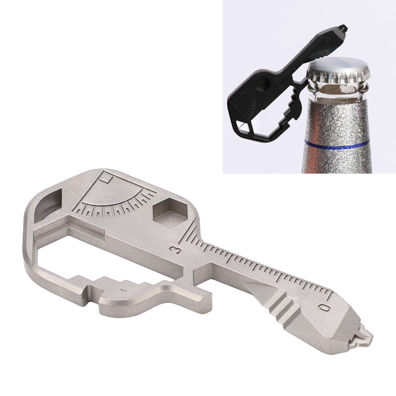 Multifunktionsschlüssel, Multifunktionsschlüssel Aus Edelstahl, Tragbarer Schraubenschlüssel, Silber