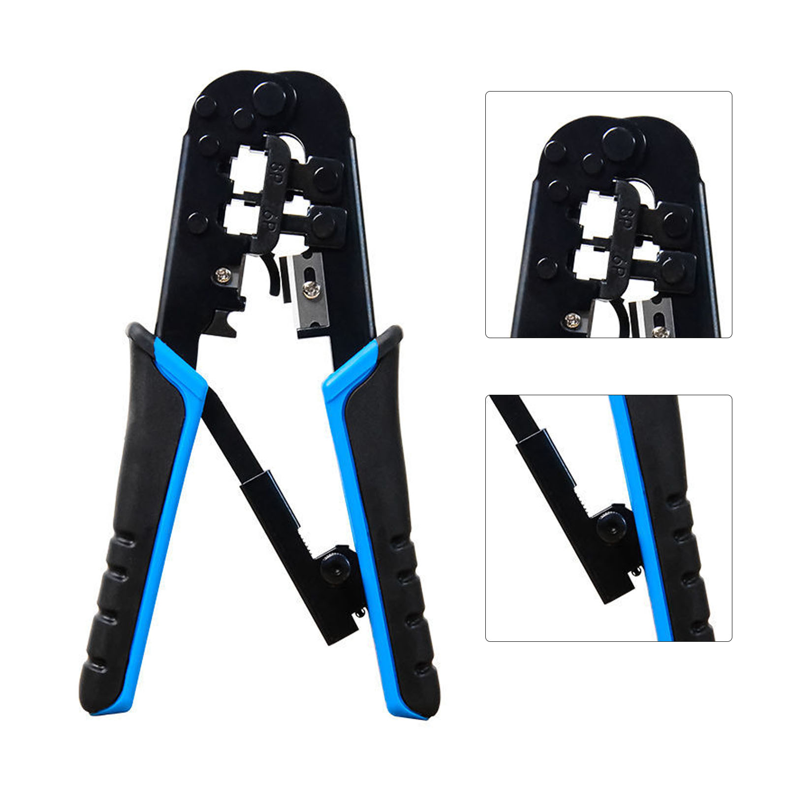 Blaues Netzwerkkabel-crimpwerkzeug (6p/8p, Cat 5e/6), Rj45-crimpwerkzeug (568r), Drahtschneider.