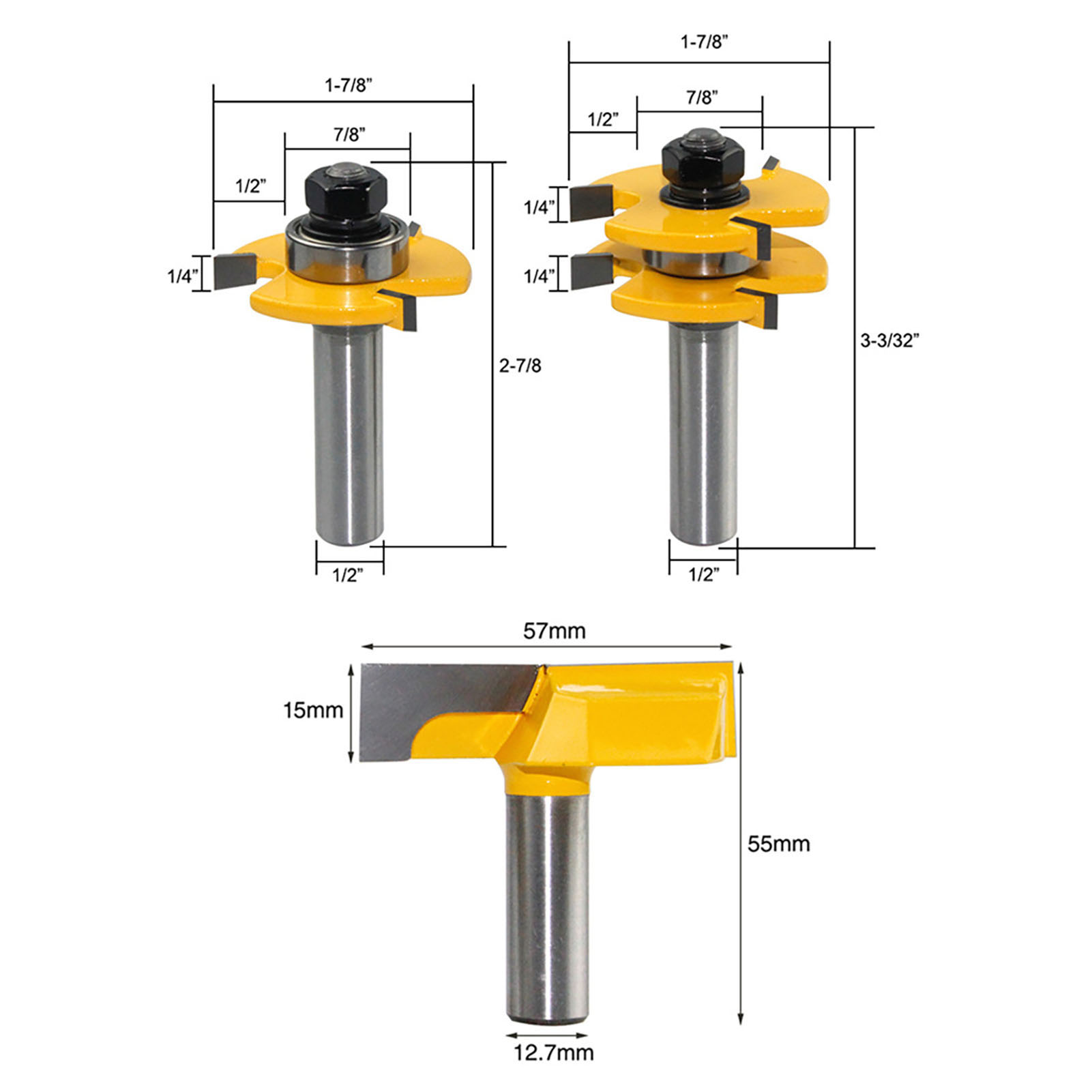 3-teiliges Set: Dreizahn-t-verbindungsmesser, Bodenreinigungsmesser, Nutmesser Mit Großem Durchmesser, Plattenverbindungsmesser, Spleißmesser