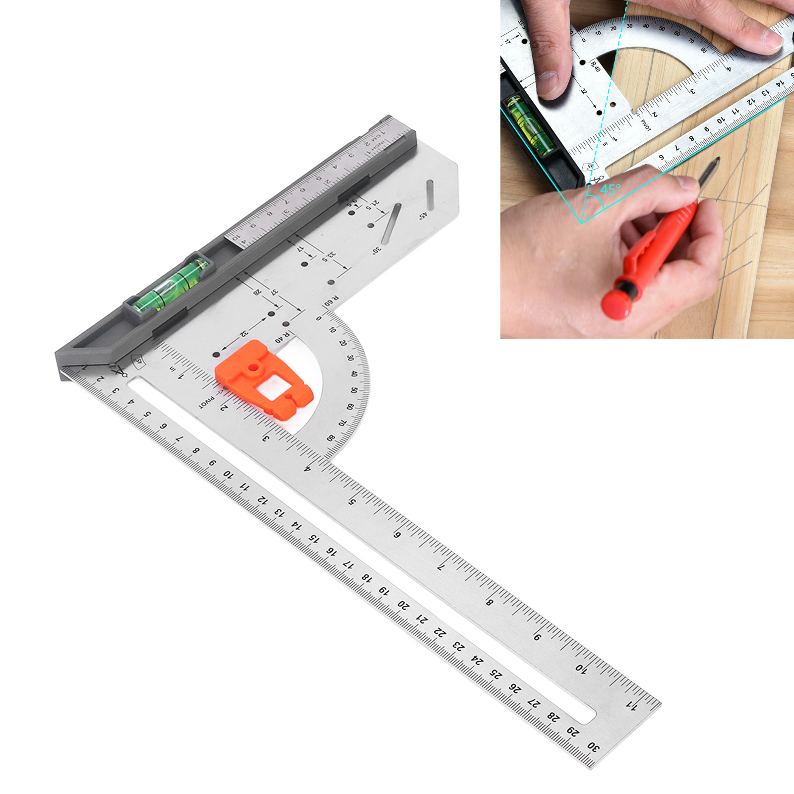 30 Cm (12 Zoll) Multifunktions-winkelmesser Mit Abnehmbarem Fuß