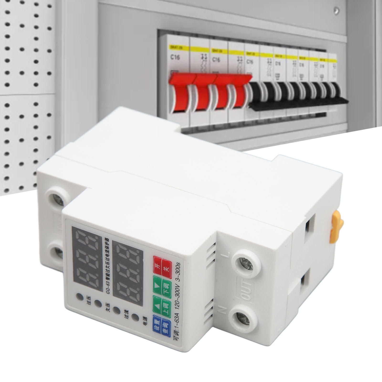 Intelligentes Zweiphasen-voltmeter/amperemeter Gq-63 Mit Doppelanzeige, Einstellbar, Zum Schutz Vor Überspannung, Unterspannung Und Überstrom, Din-schienenmontage, 1 A Bis 63 A, 120–300 V