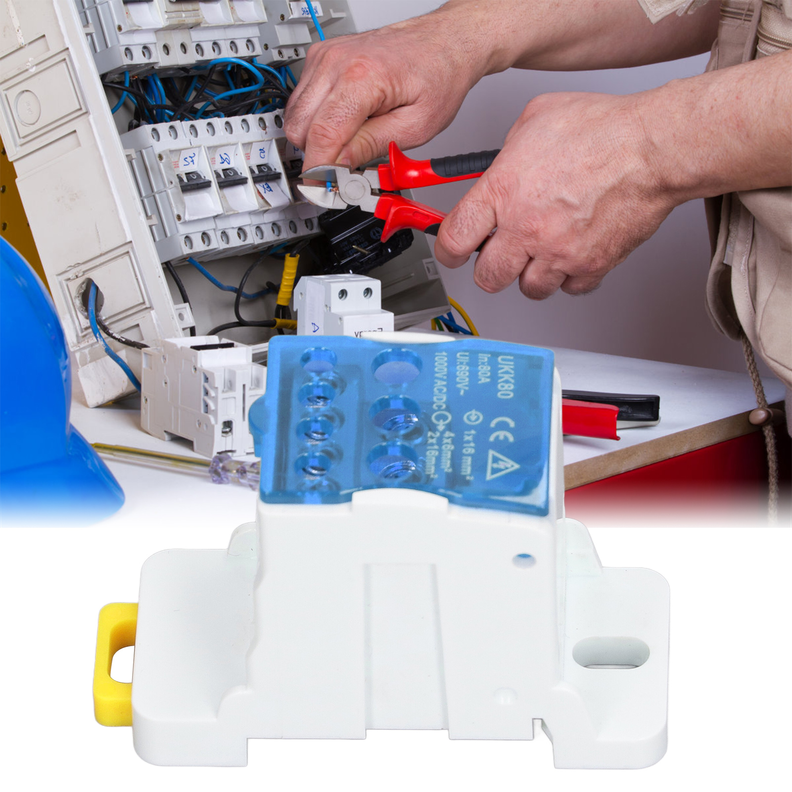 Ukk80 C45 Einpolige Din-schienen-anschlussdose, Modularer Verteiler, 690 V 80 A, Blau.
