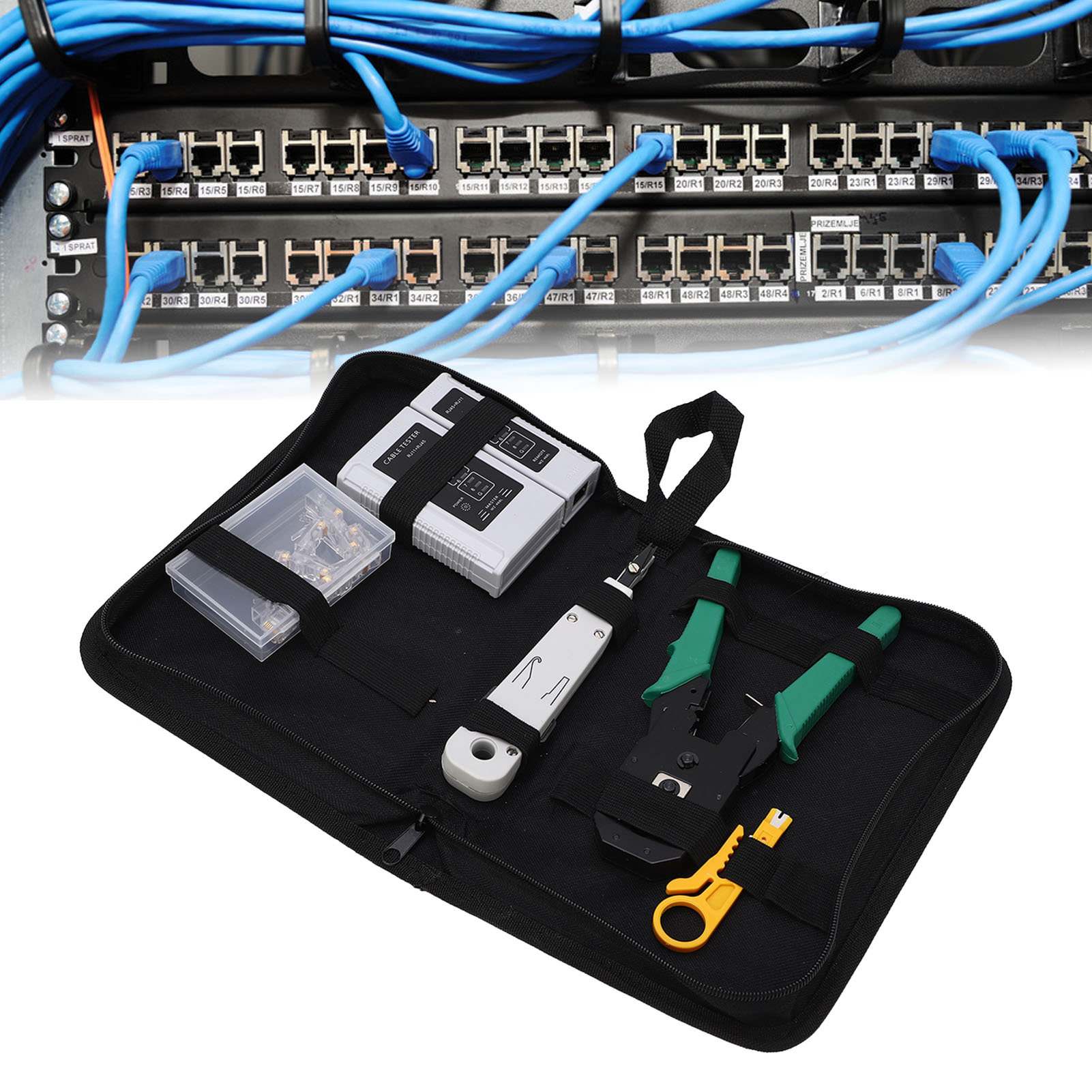 5-in-1 Multifunktionales Netzwerkkabel-abisolierset: Crimpzange + Rj45-crimpzange + Abisolierzange + Kabeltester + Rj45-netzwerkwerkzeugset, Geeignet Für Cat5, Cat5e Und Cat6.