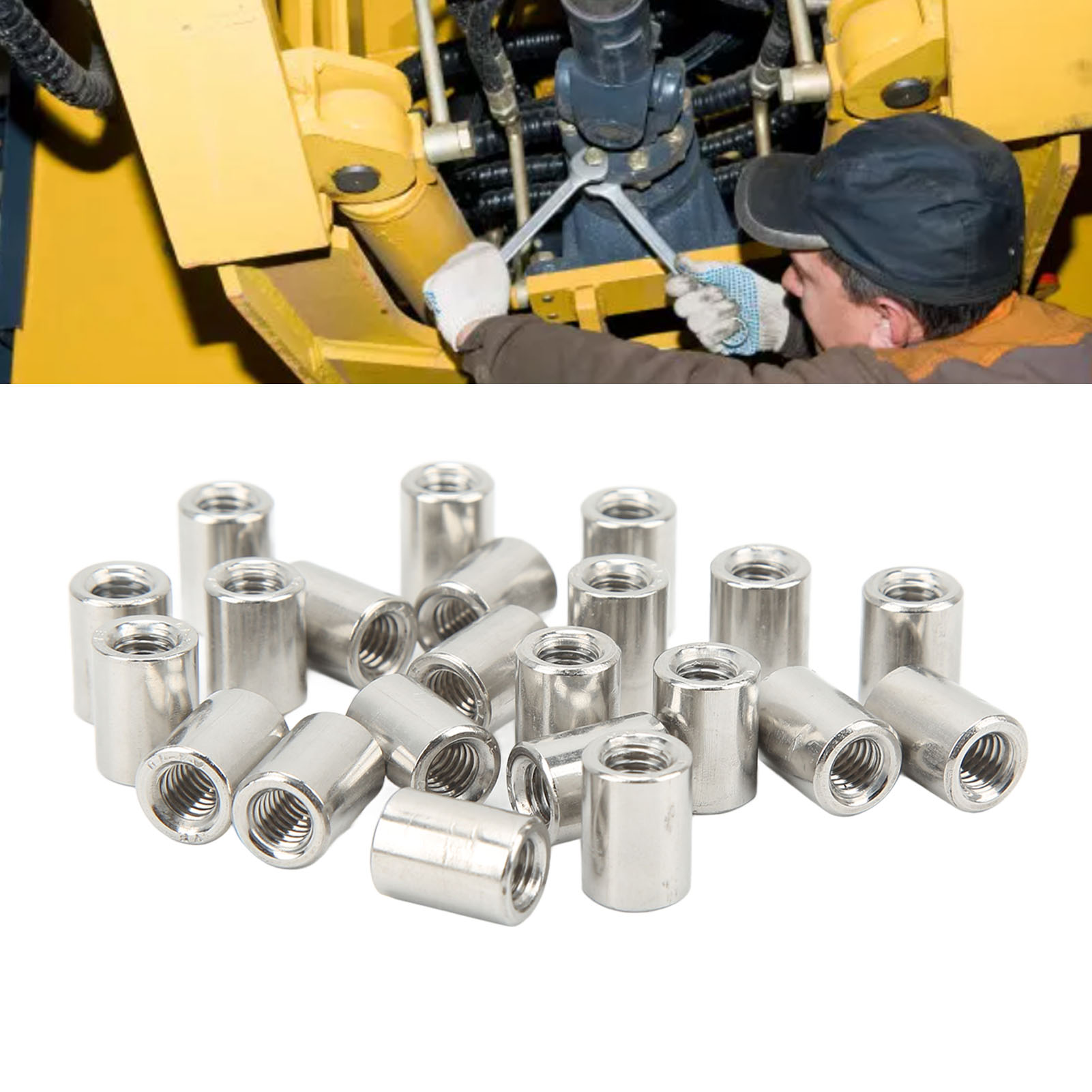 Satz Mit 50 Zylindrischen Muttern M61.0-10-l13mm Mit Innengewinde Aus Edelstahl 304