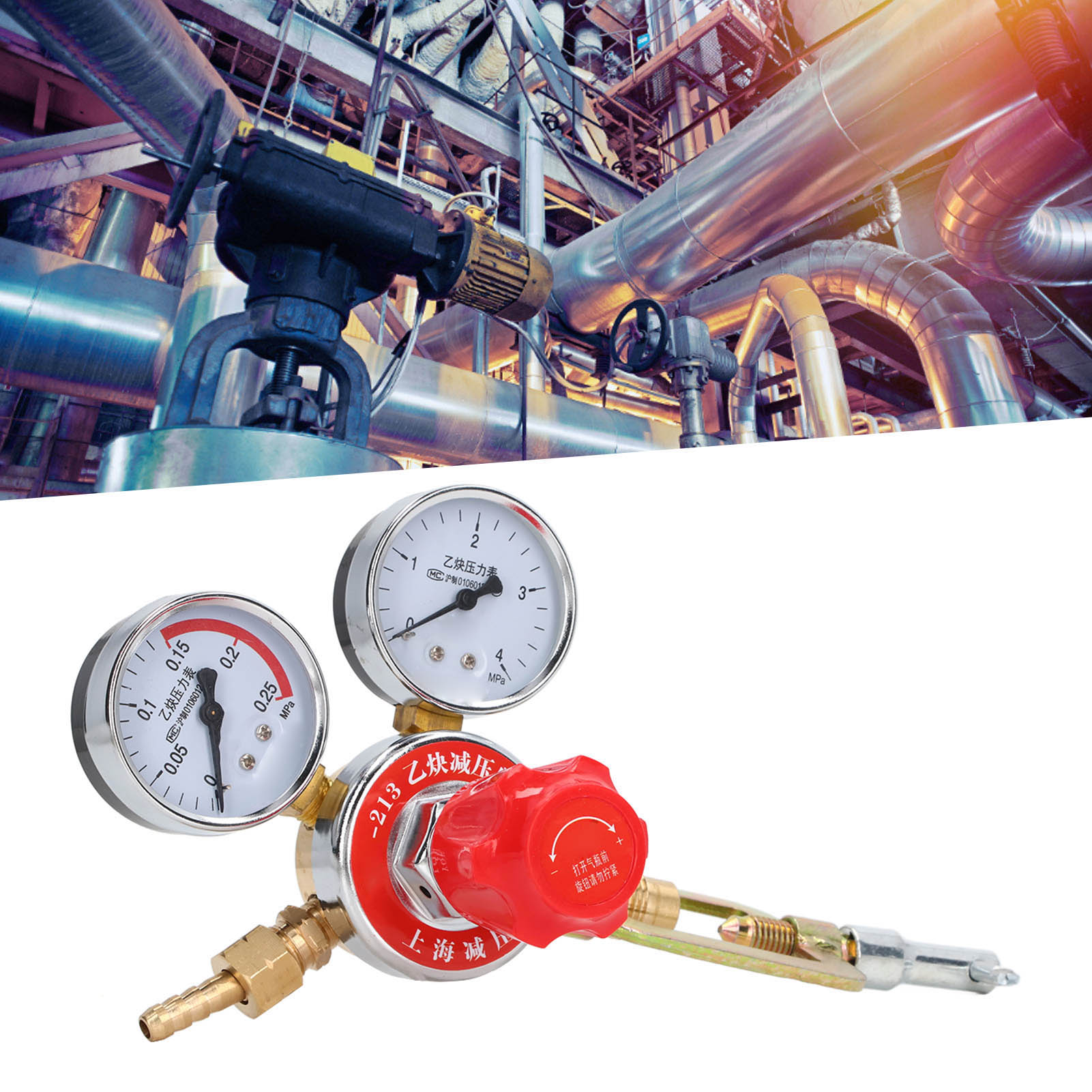 Yqe-213 Acetylenregler, Flaschendruckregler, Messing-manometer, Ventil Und Flammenrückschlagsicherung