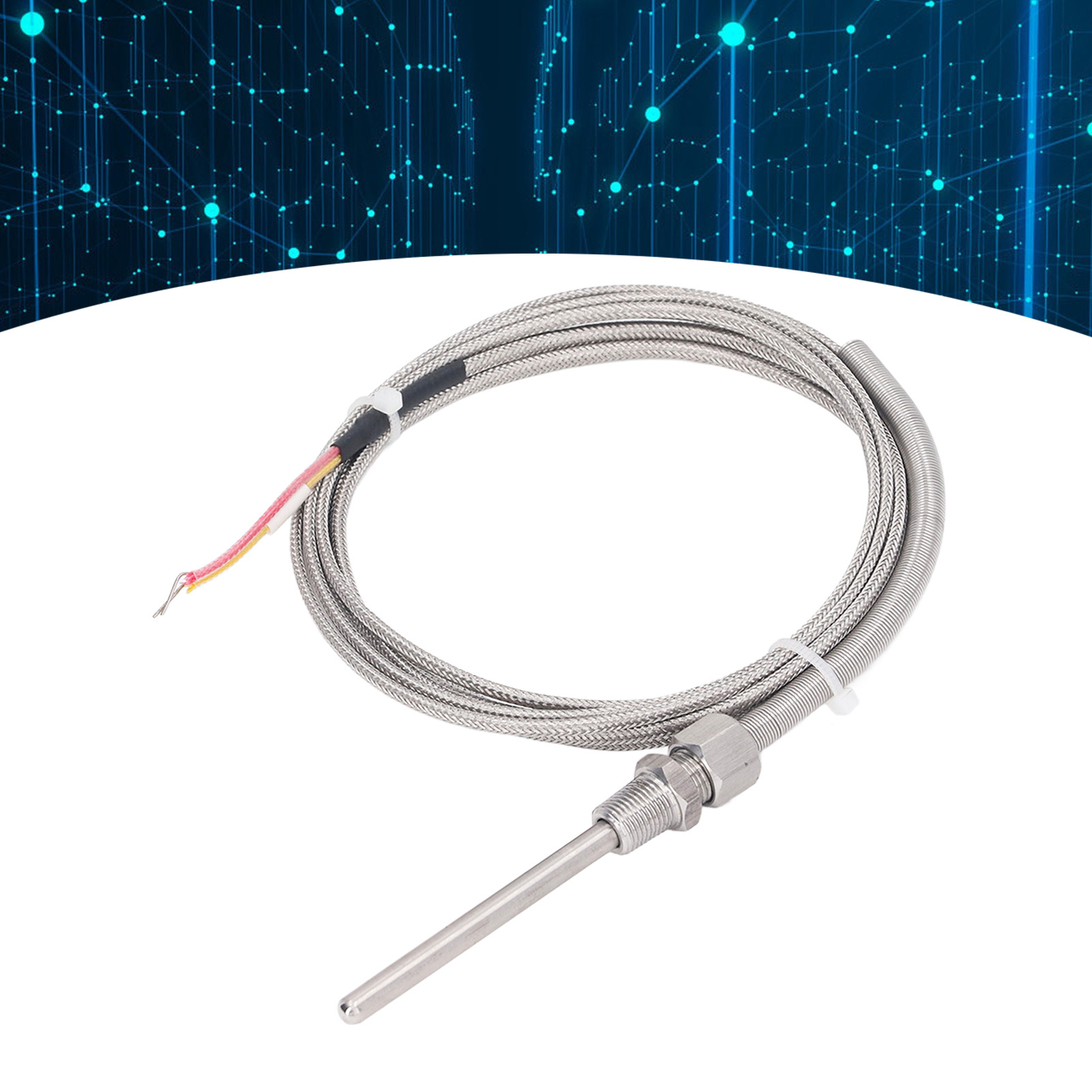 Temperaturfühler Typ K (thermoelement), 1/8"-npt-verschraubung (einstellbar), 2 M Feder, Einstellbare Länge, Freiliegende Isolierung