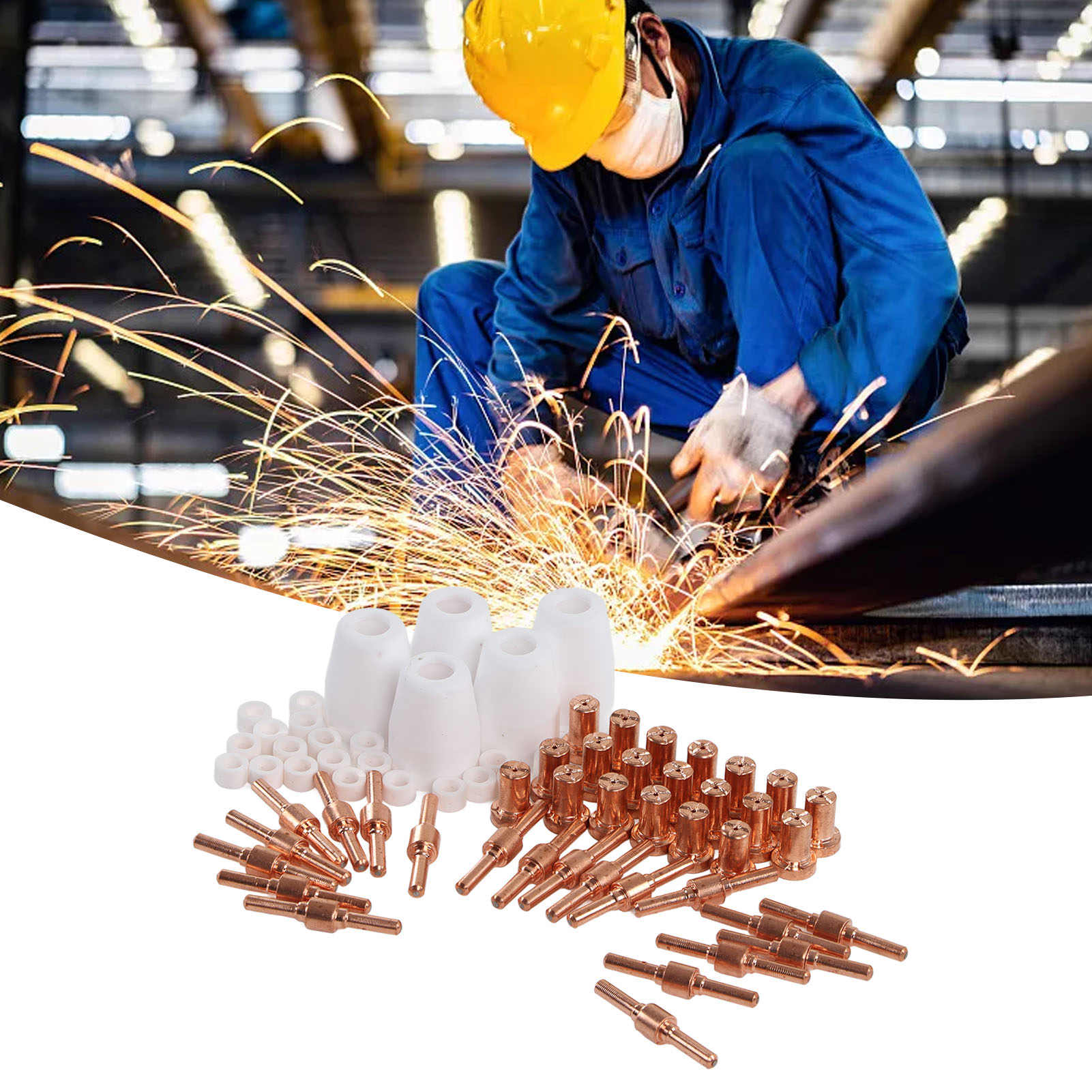 65-teiliges Verbrauchsmaterialset Für Plasmaschneidanlagen, Kompatibel Mit Den Modellen Cut 40 Und 50 Sowie Den Plasmaschneidbrennern Pt31, Lg40, Cut-40, Cut-50 Und Ct-312.