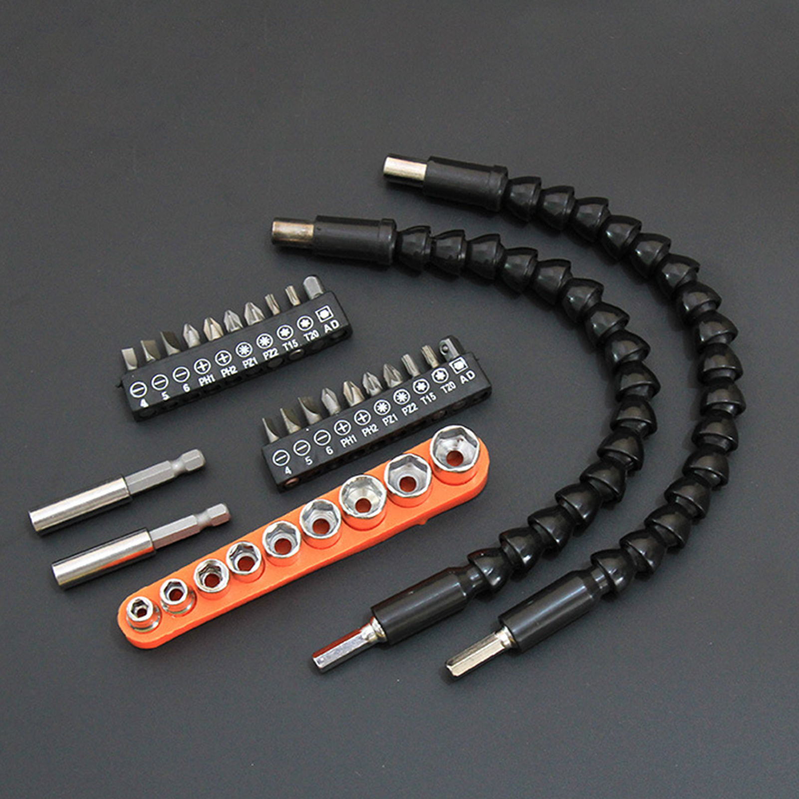 23-teiliges Zubehörset: Akku-bohrschrauber, Elektrische Schraubendreherbits, Universeller Flexibler Wellenverbinder, Doppelseitige Phillips-bits, Leistungsstarke Magnetische Schraubendreherbits.