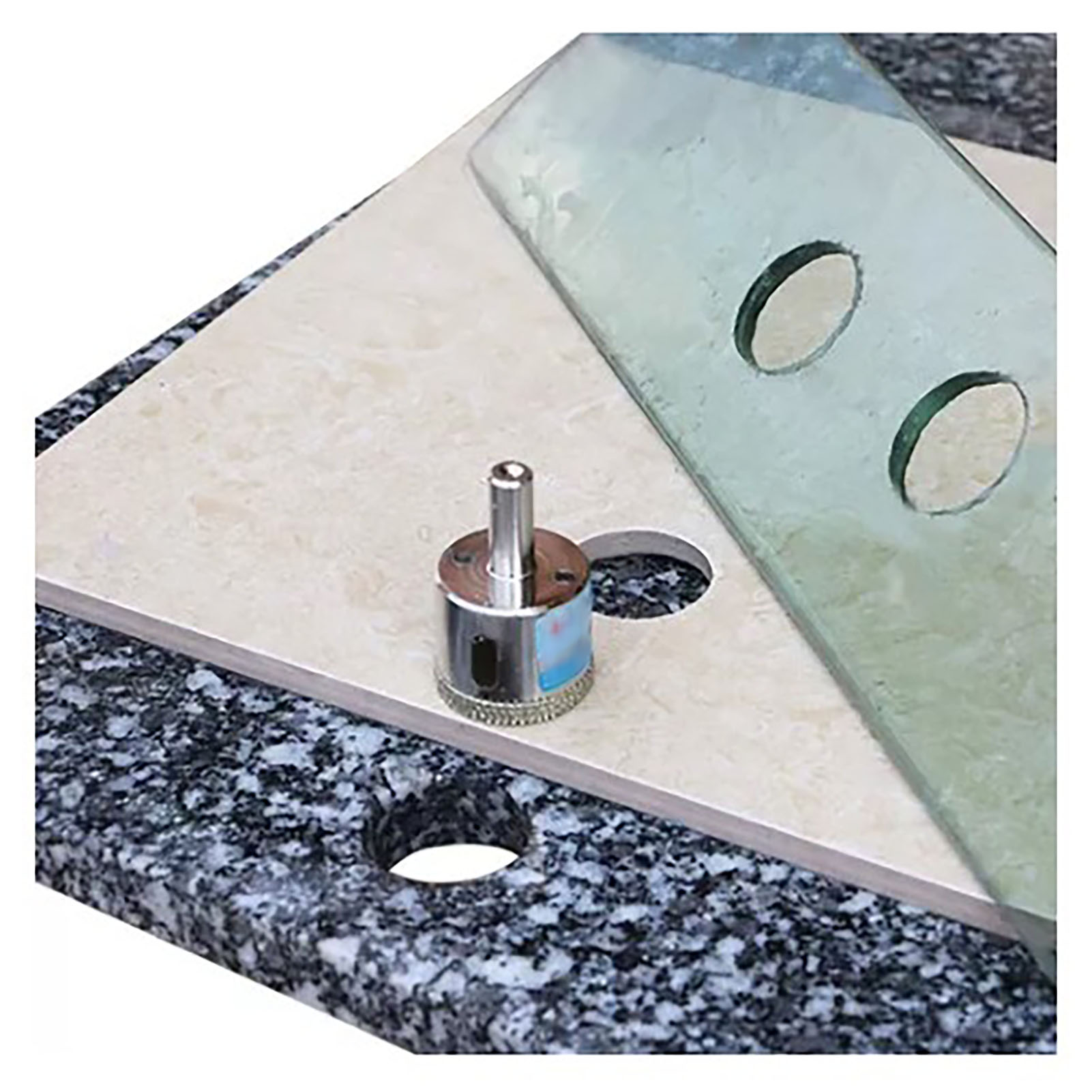 15-teiliges Set Inklusive Diamant-lochsäge Für Glas, Glasbohrern Und Einer Lochsäge Für Marmor.