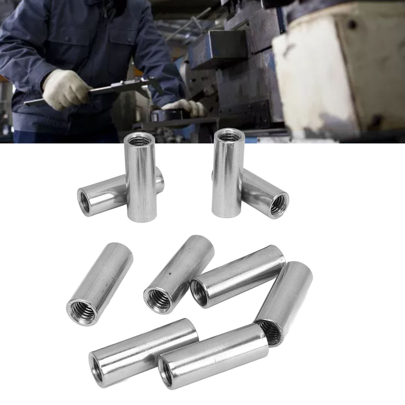 Satz Mit 10 Zylindrischen Verbindungsmuttern M101,5-14-l40mm Mit Innengewinde