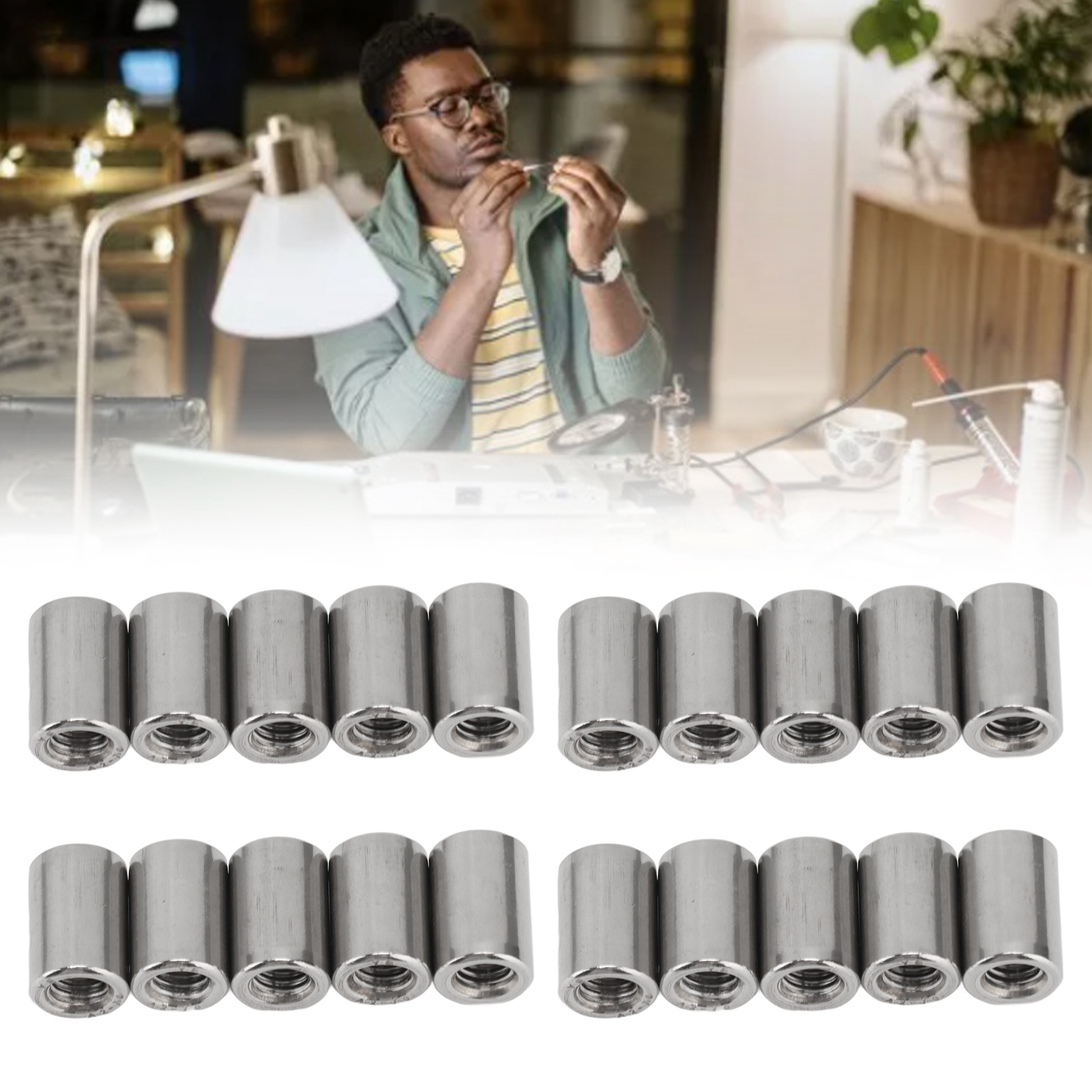 Satz Mit 20 Zylindrischen Muttern M61,0-10-l15 Mm Mit Innengewinde Aus Edelstahl 304