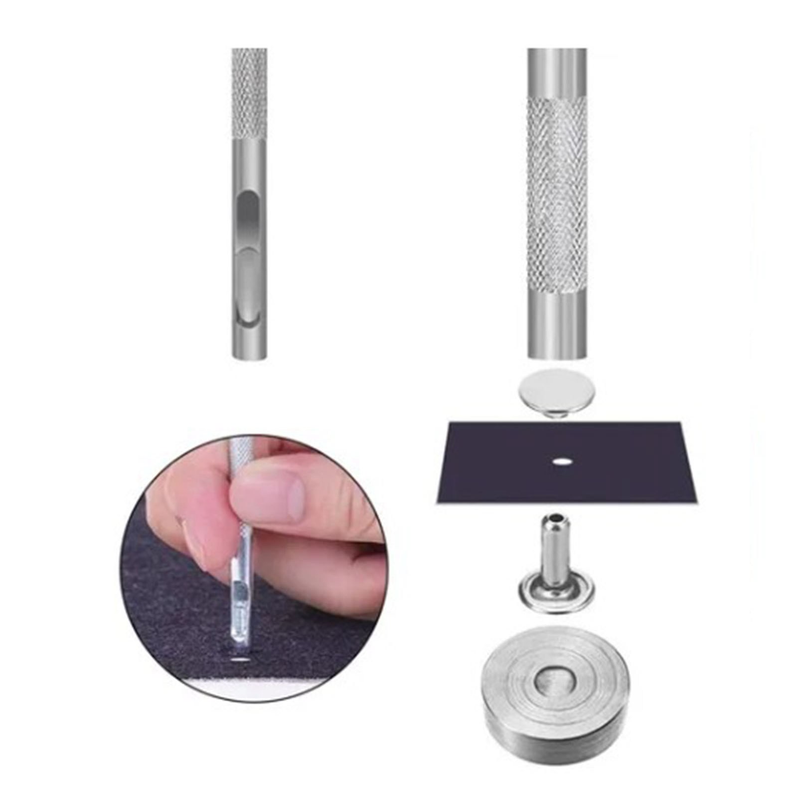 Schachtel Mit 40 Paar Doppelseitigen Nieten In Vier Verschiedenen Farben Und Drei Verschiedenen Größen, Insgesamt 480 Stück. Abmessungen: 6 X 6 Mm, 8 X 8 Mm Und 8 X 12 Mm.