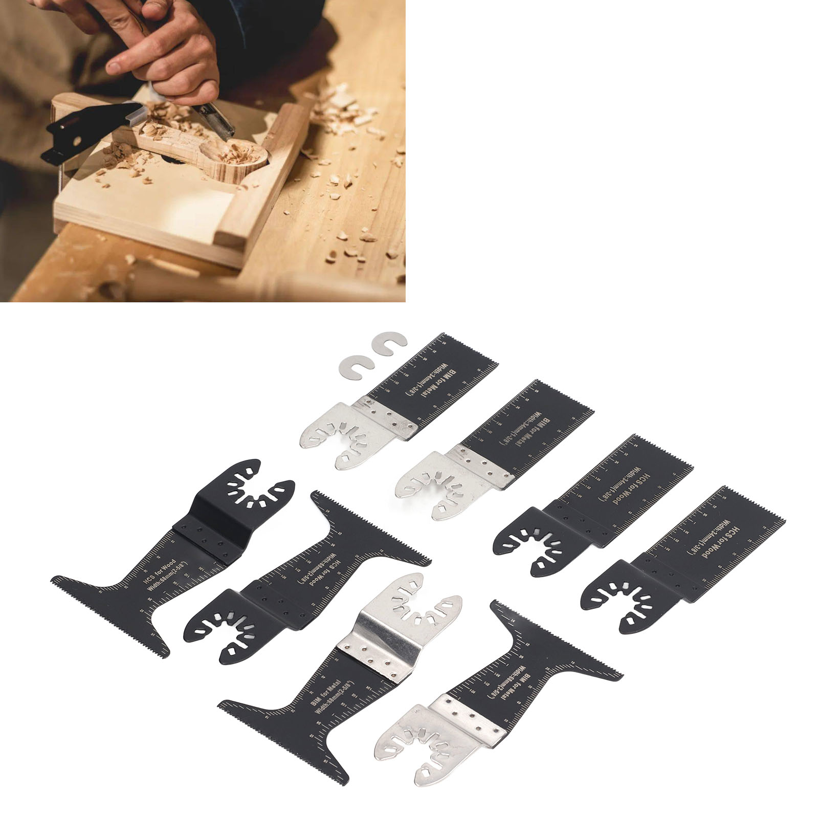 Set Mit 10 Vielseitigen Sägeblättern In Den Größen 34 Mm Und 68 Mm Für Holz- Und Metallbearbeitung.