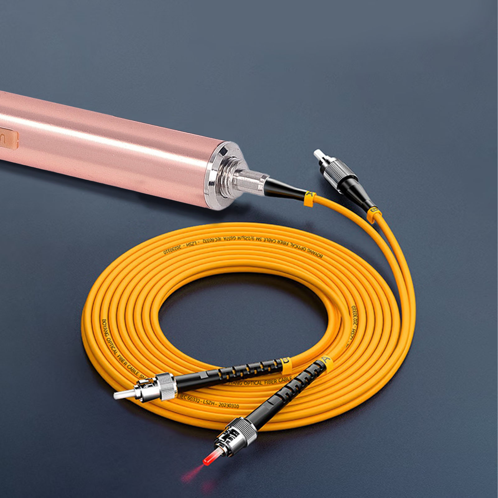Wiederaufladbarer Rotlichtstift Aua-gc20, Gold, 20 Km Reichweite, Mit Glasfaseroptik.