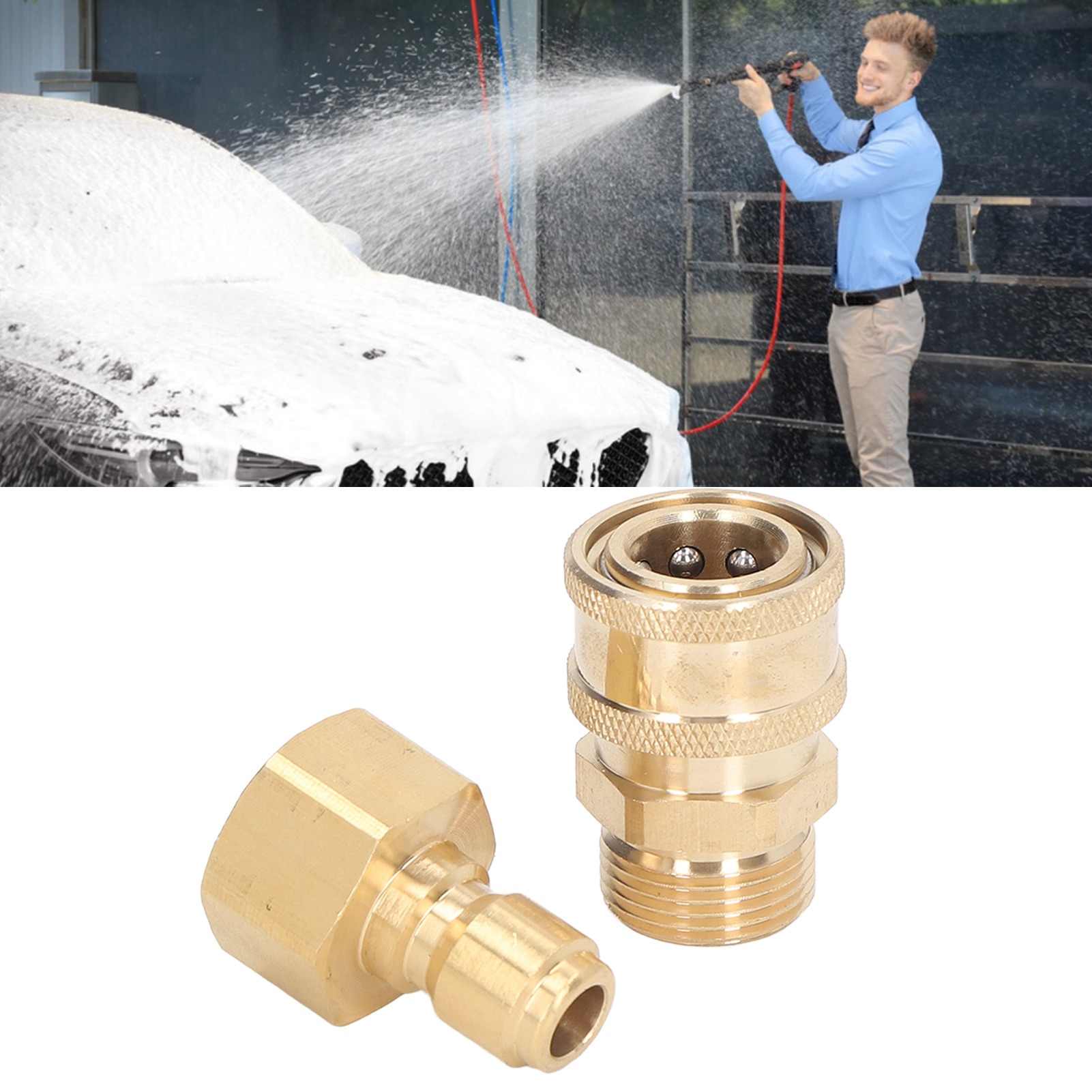 3/8"-npt-schnellkupplung Für 5000-psi-hochdruckreiniger Und -schläuche: M221,5 Mm Innengewinde + M221,5 Mm Außengewinde