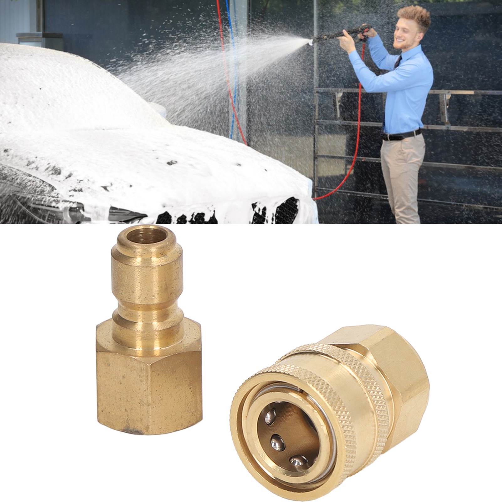 Hochdruck-schnellkupplung 5000 Psi Für Wasserpistolen Und Autowaschschläuche: Außengewinde M181,5 Mm + Innengewinde M181,5 Mm.