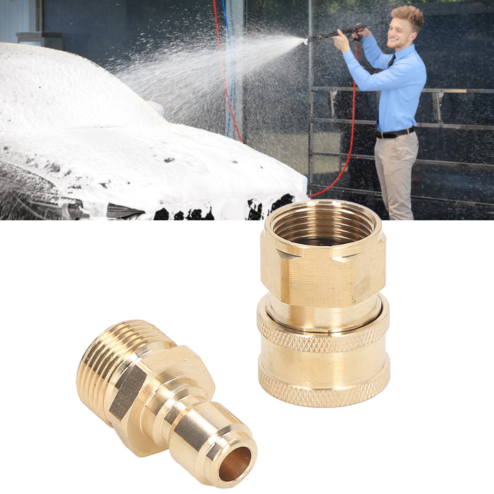 Hochdruck-schnellkupplung 5000 Psi Für Wasserpistolen Und Autowaschschläuche: Außengewinde M221,5 Mm + Innengewinde M221,5 Mm.