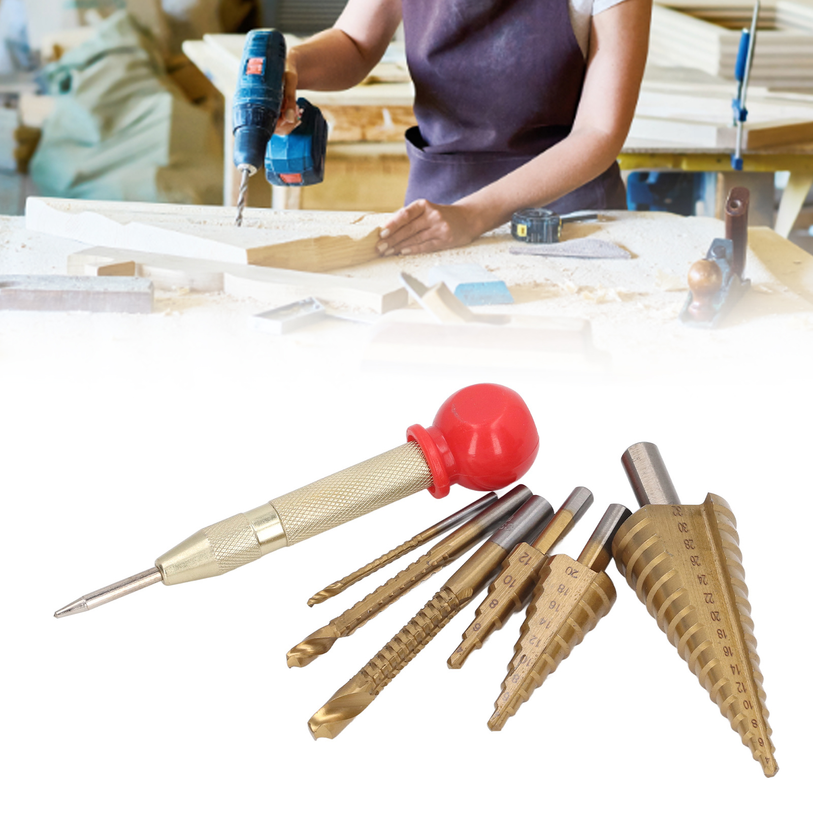 Pagodenbohrer-set, Stufenbohrer, Leiterbohrer, Sägezahn-spiralbohrer Für Holzbearbeitung, Multifunktionaler Lochöffner