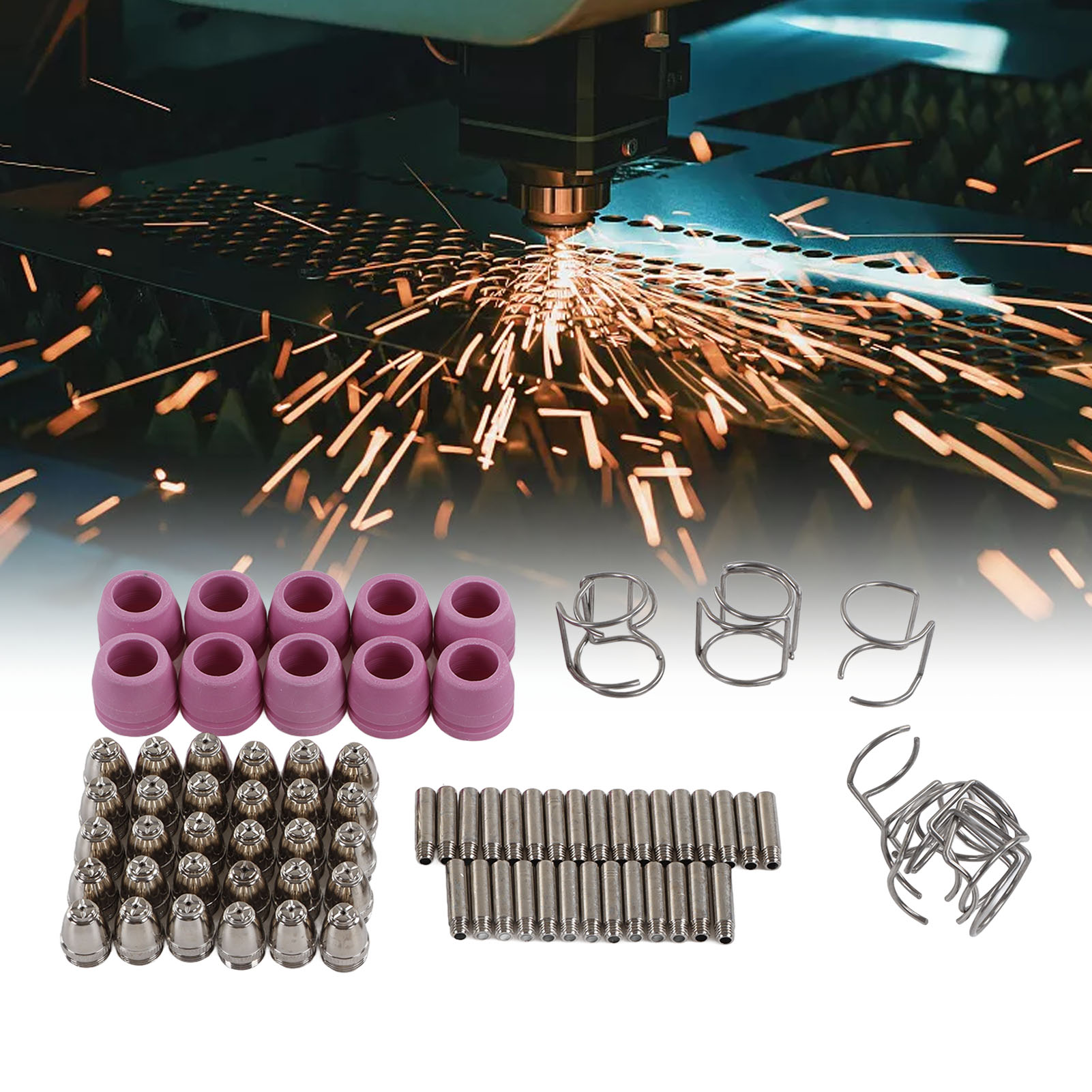 80-teiliges Verbrauchsmaterialset Für Plasmaschneidbrenner, Kompatibel Mit Den Sets Tips 40/50/60a Sg-55 Ag-60 Und Wsd-60.