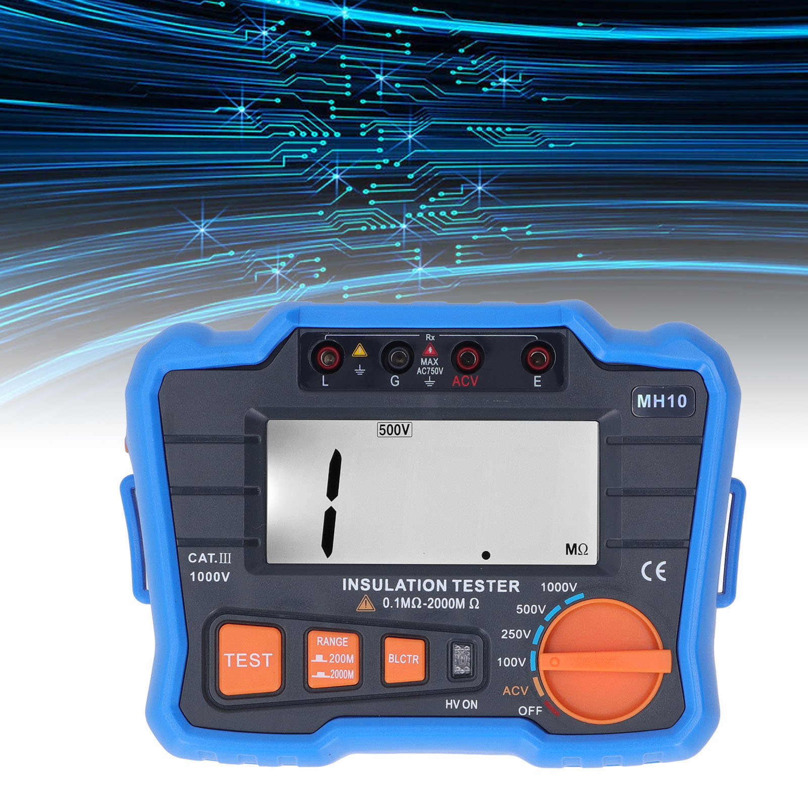 Aneng Mh10 Digitales Megohmmeter, Hochpräzises Messgerät Für Hohe Widerstände Und Isolationen (blau)