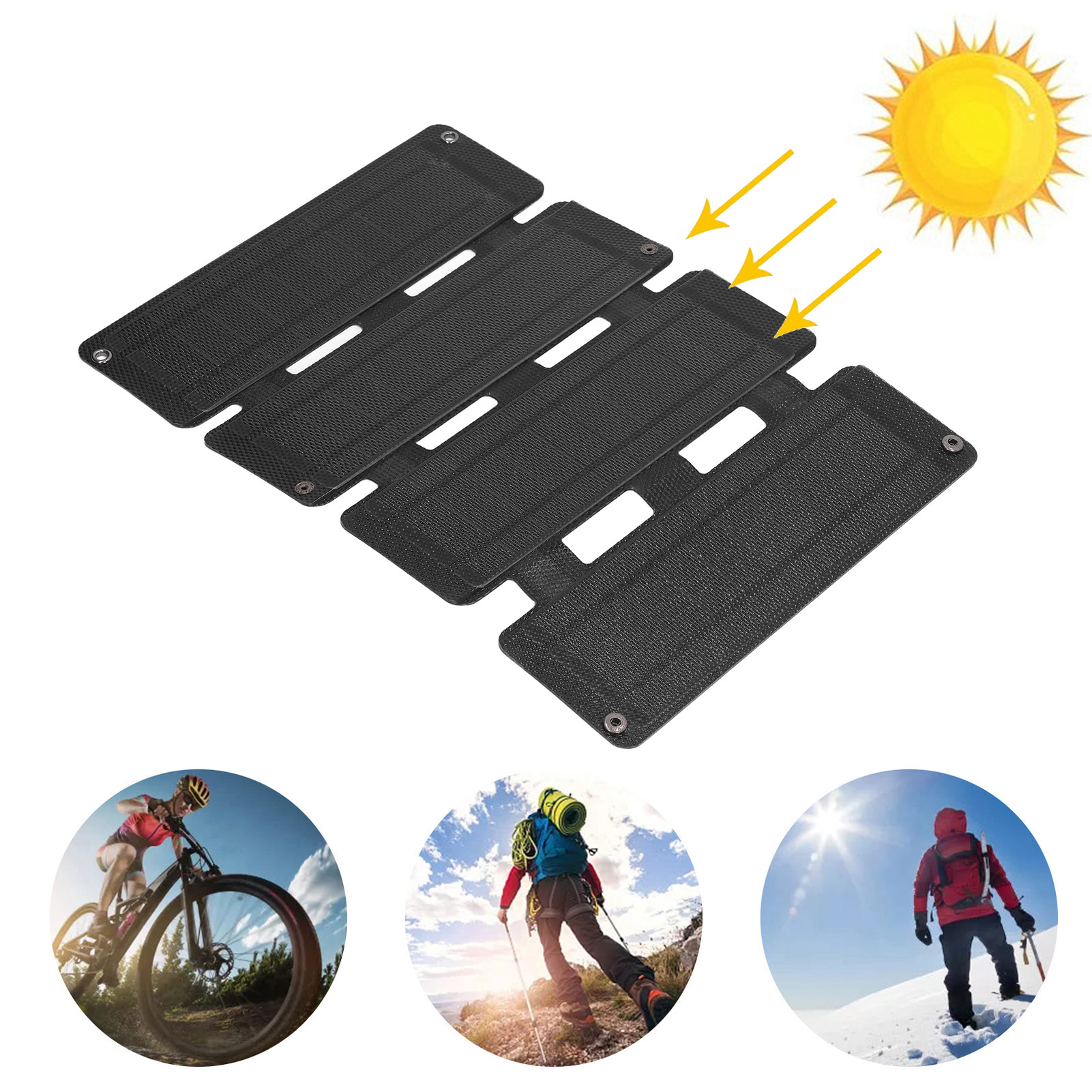 Tragbares, Faltbares 14-w-solarladegerät Aus Etfe Mit Vier Paneelen, 5 V 0–2,5 A, Zwei Usb-ausgängen, Schwarz